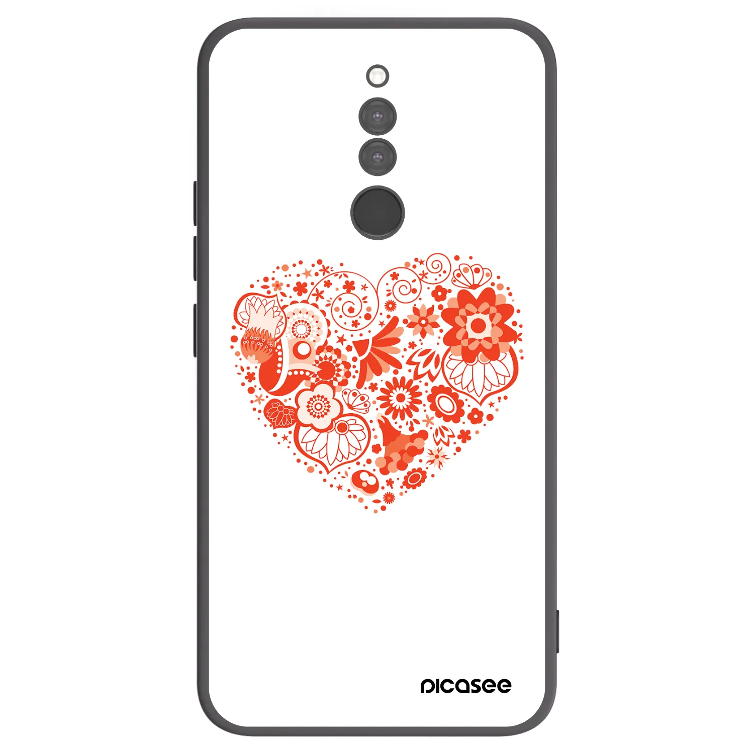 Picasee Xiaomi Redmi 8 Hülle - Schwarzes Silikon - Großes Herz