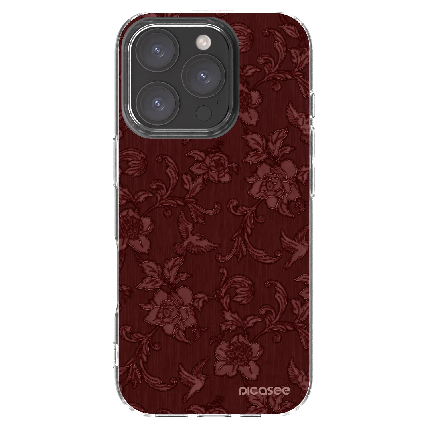 Picasee Apple iPhone 16 Pro Hülle - Transparentes Silikon - Red Elegance