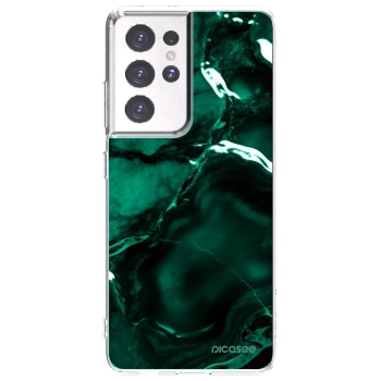 Picasee Samsung Galaxy S21 Ultra 5G G998B Hülle - Transparentes Silikon - Dark emerald