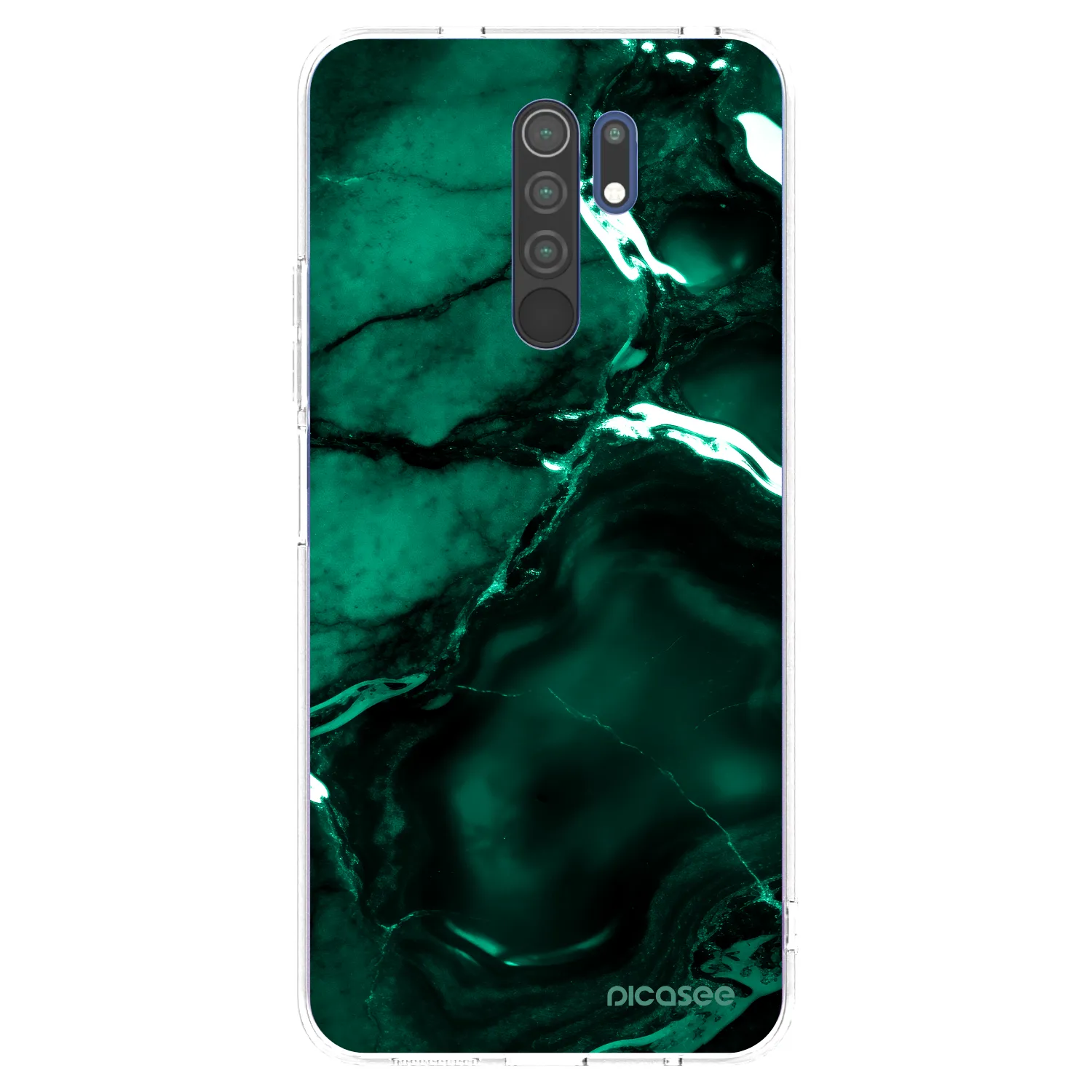 Picasee Xiaomi Redmi 9 Hülle - Transparentes Silikon - Dark emerald