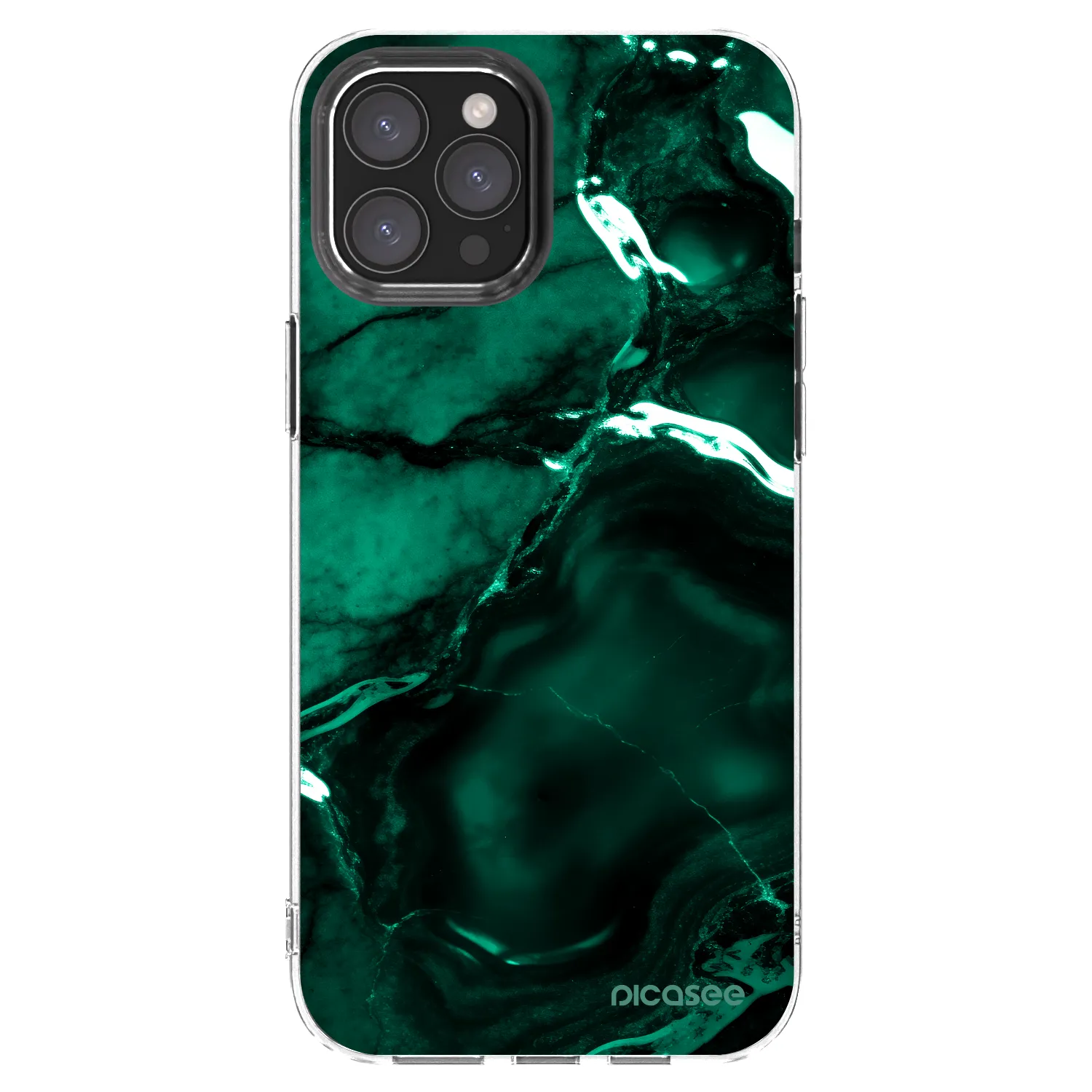 Picasee Apple iPhone 12 Pro Max Hülle - Transparentes Silikon - Dark emerald