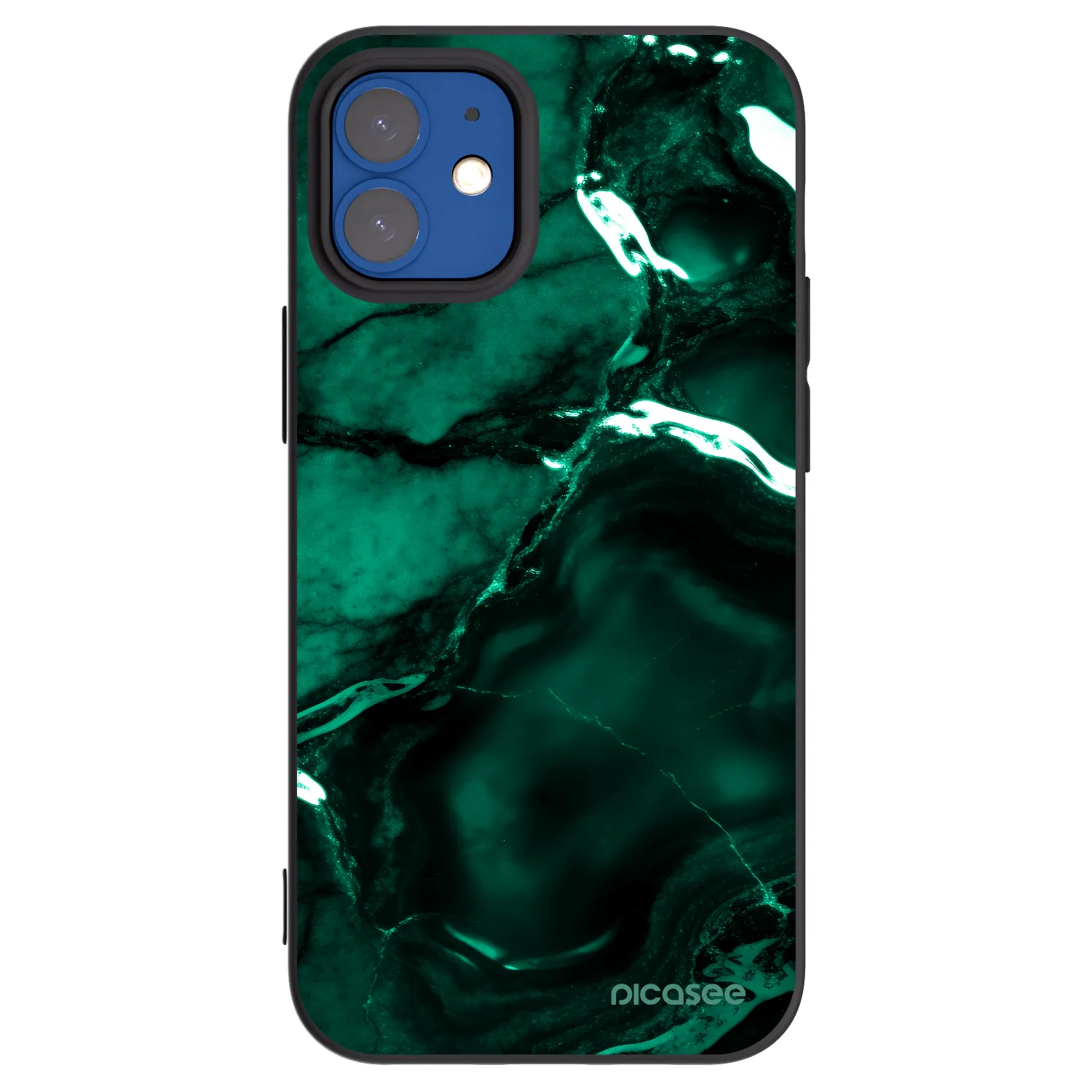 Picasee Apple iPhone 12 mini Hülle - Schwarzes Silikon - Dark emerald