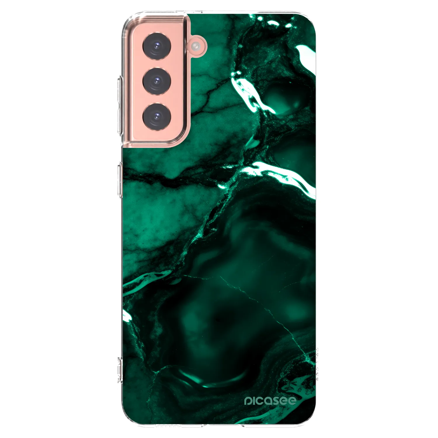 Picasee Samsung Galaxy S21 5G G991B Hülle - Transparentes Silikon - Dark emerald