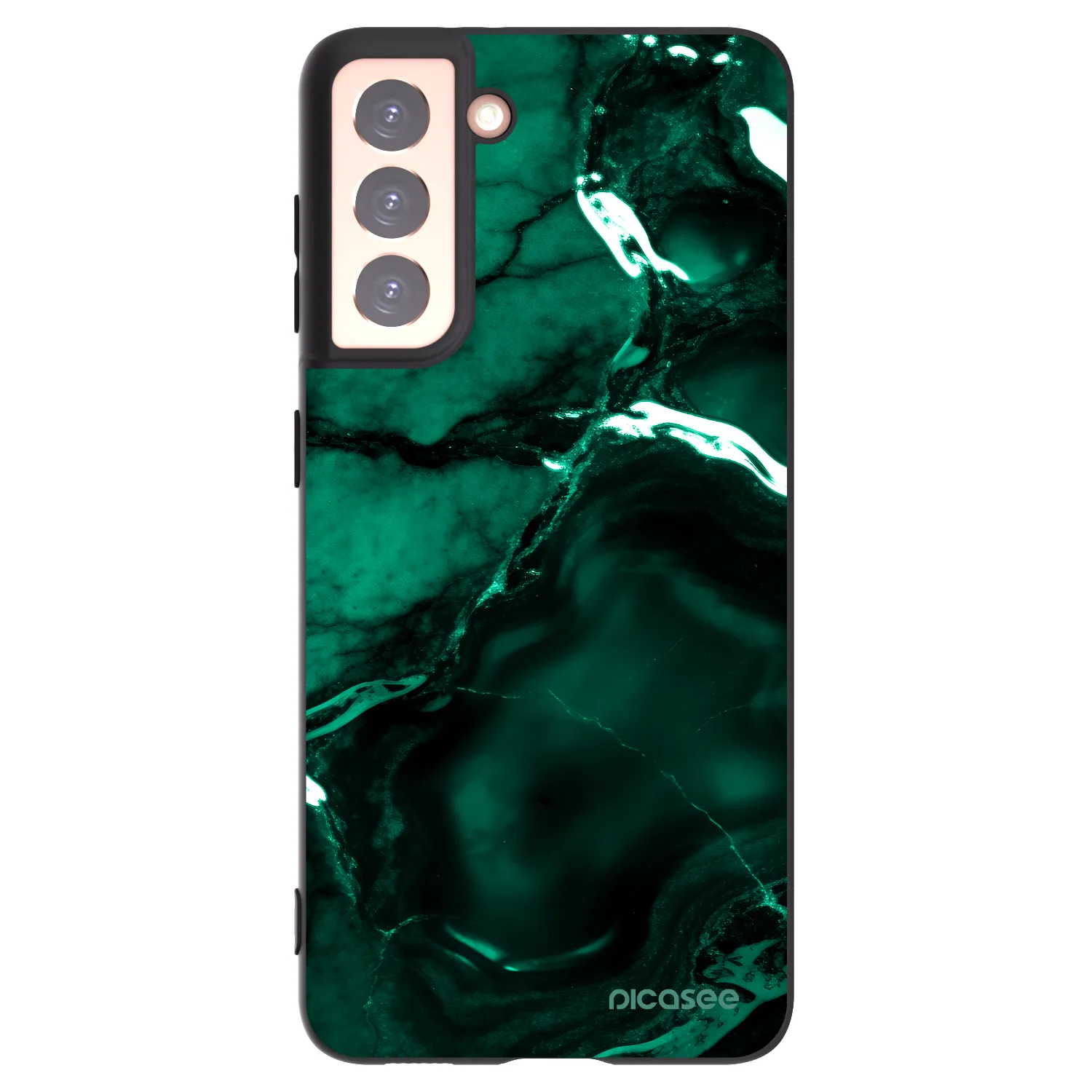 Picasee Samsung Galaxy S21 5G G991B Hülle - Schwarzes Silikon - Dark emerald