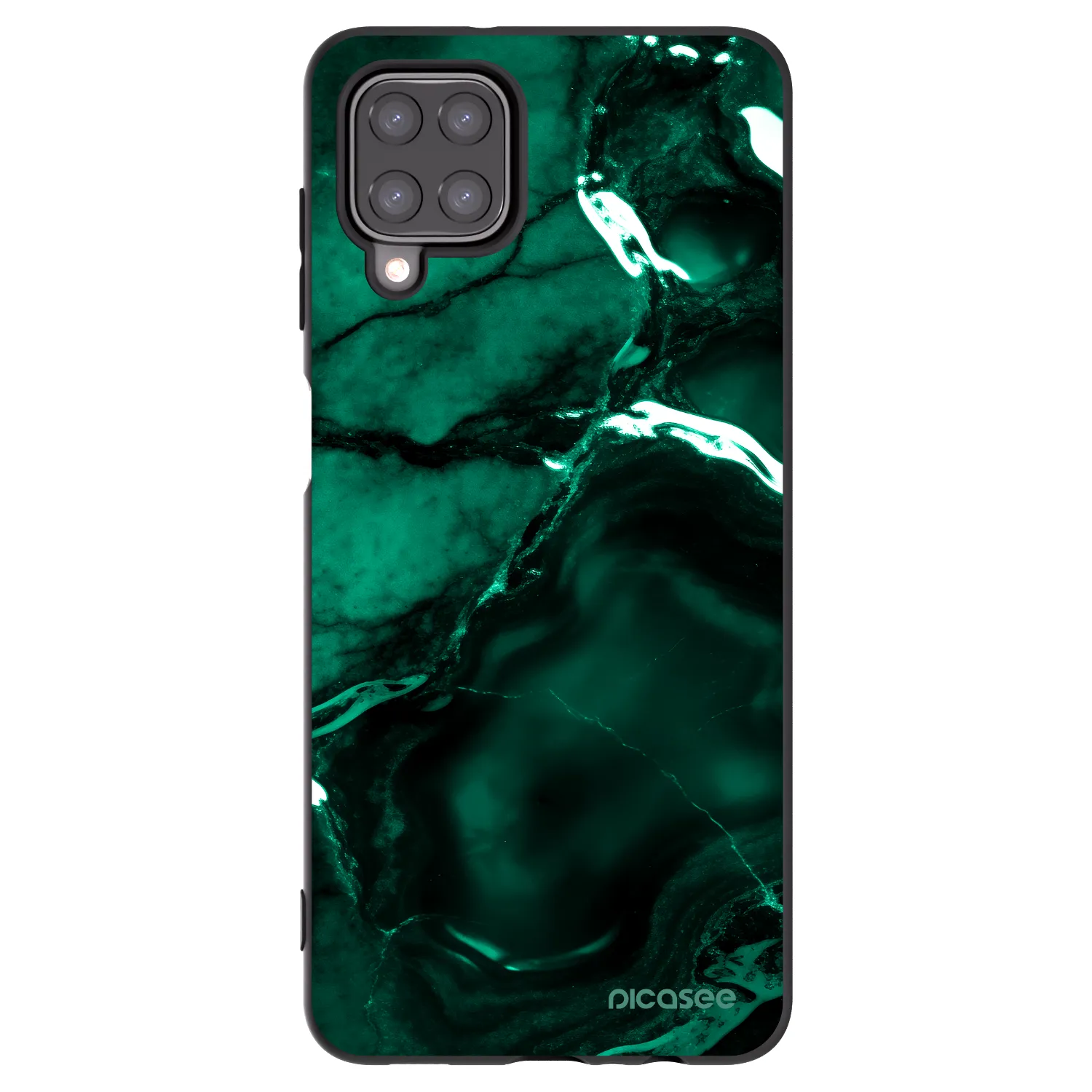 Picasee Samsung Galaxy A12 A125F Hülle - Schwarzes Silikon - Dark emerald