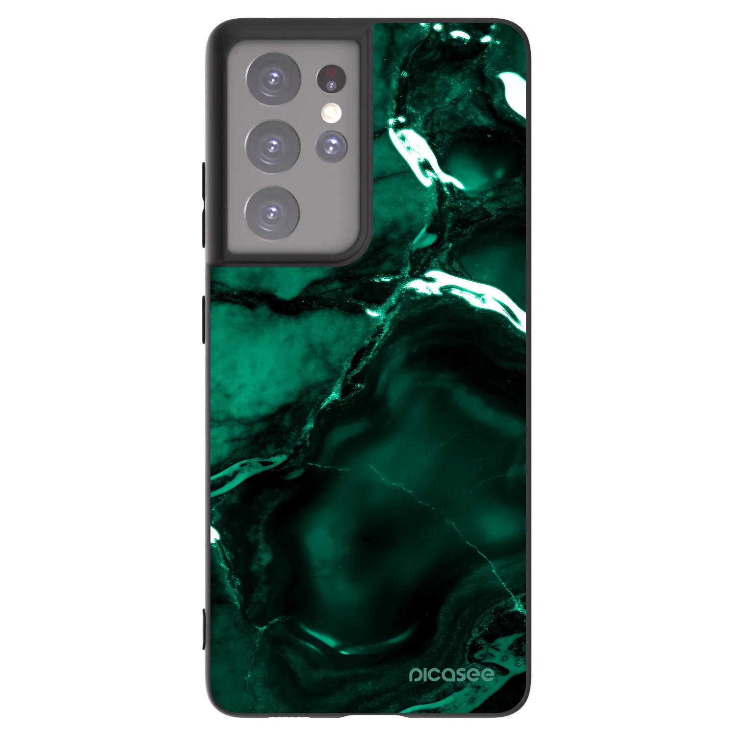 Picasee Samsung Galaxy S21 Ultra 5G G998B Hülle - Schwarzes Silikon - Dark emerald