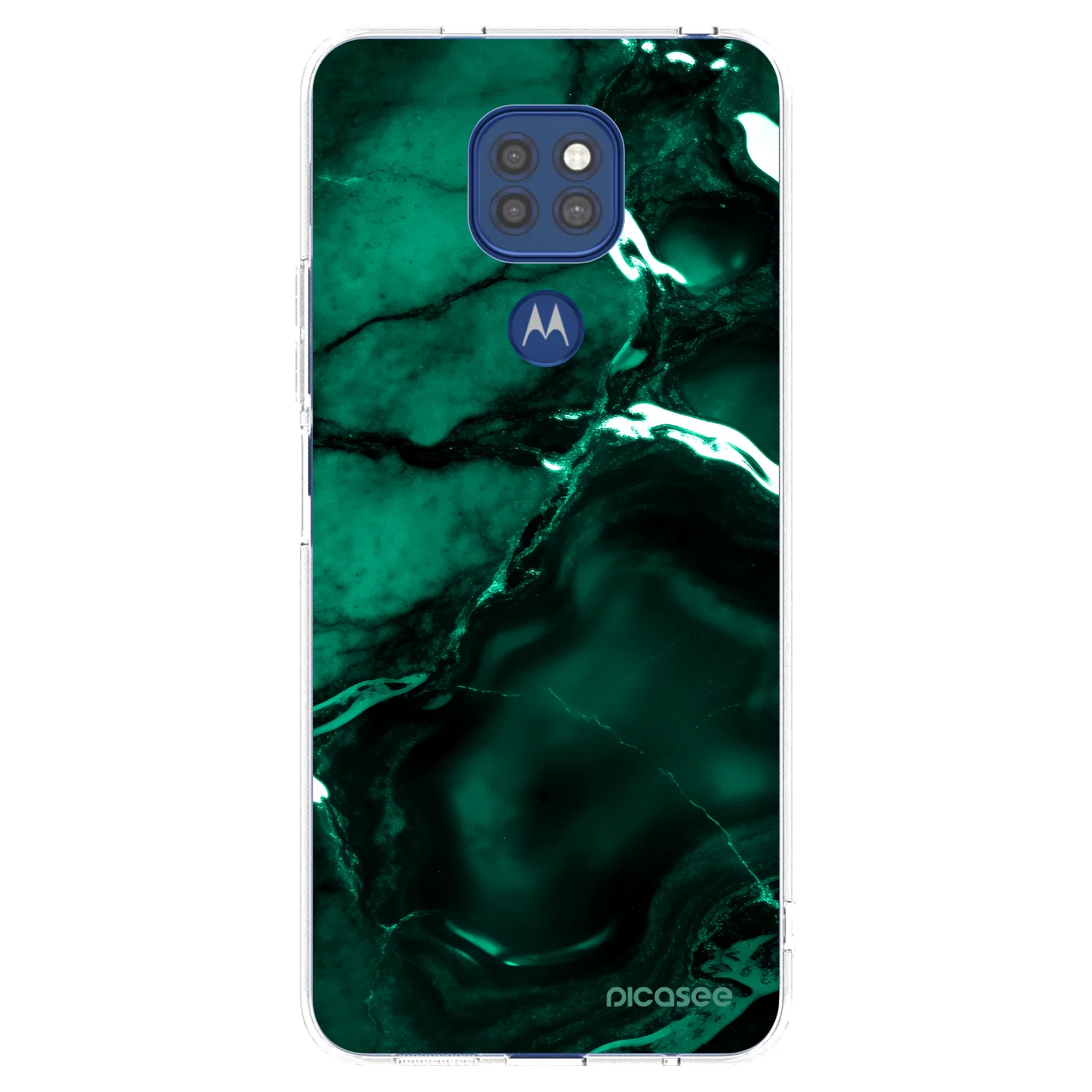 Picasee Motorola Moto G9 Play Hülle - Transparentes Silikon - Dark emerald