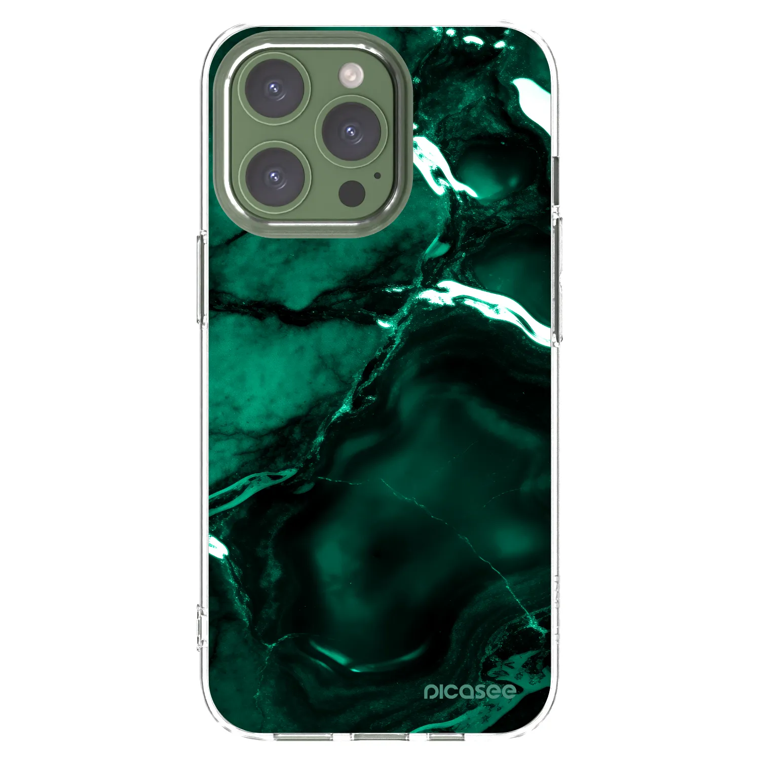 Picasee Apple iPhone 13 Pro Hülle - Transparentes Silikon - Dark emerald