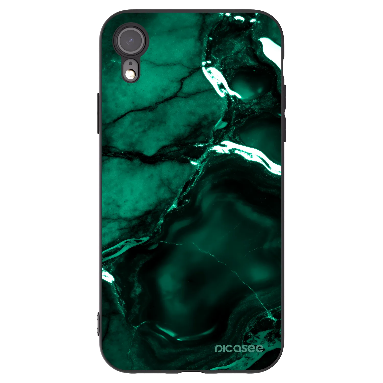 Picasee Apple iPhone XR Hülle - Schwarzes Silikon - Dark emerald