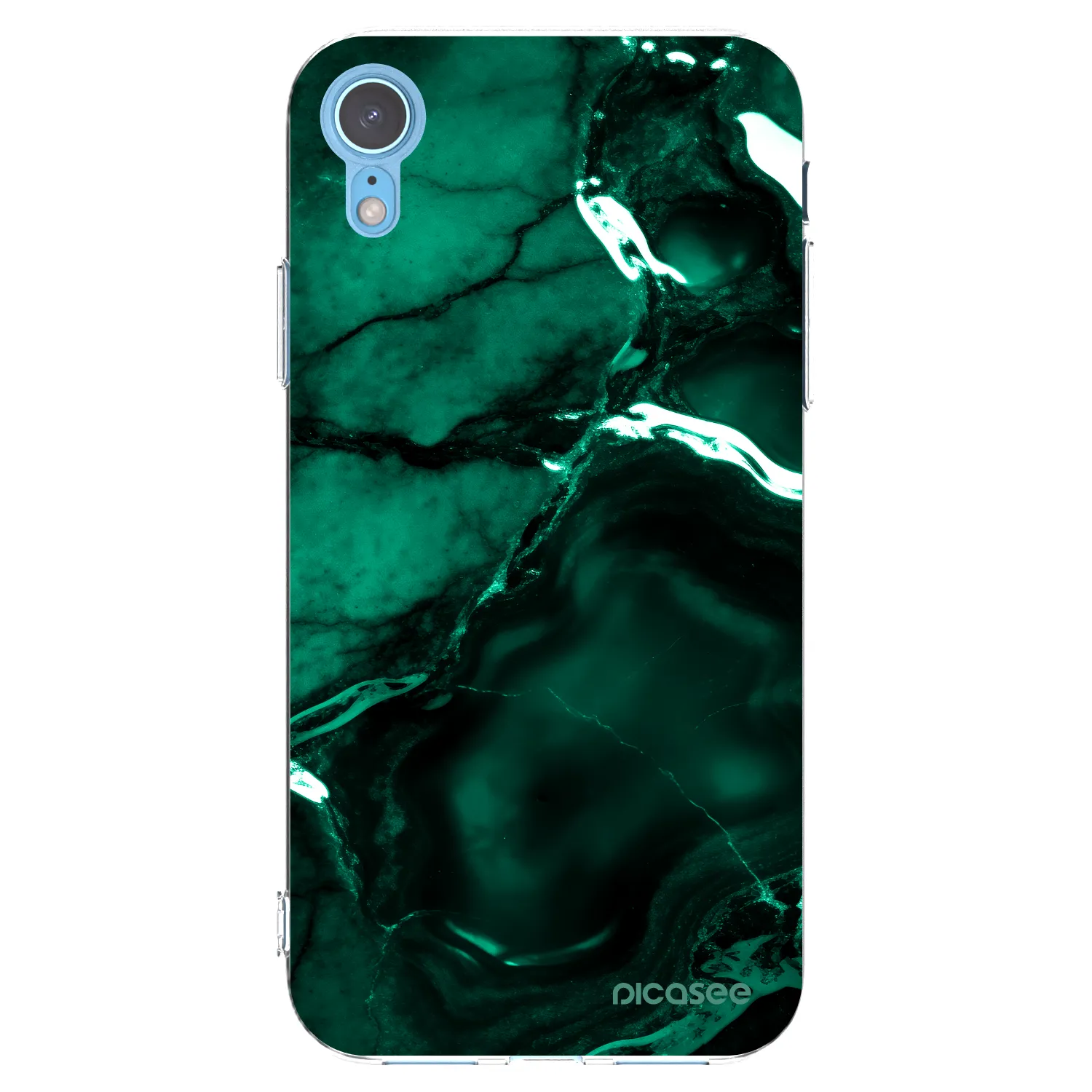 Picasee Apple iPhone XR Hülle - Transparentes Silikon - Dark emerald