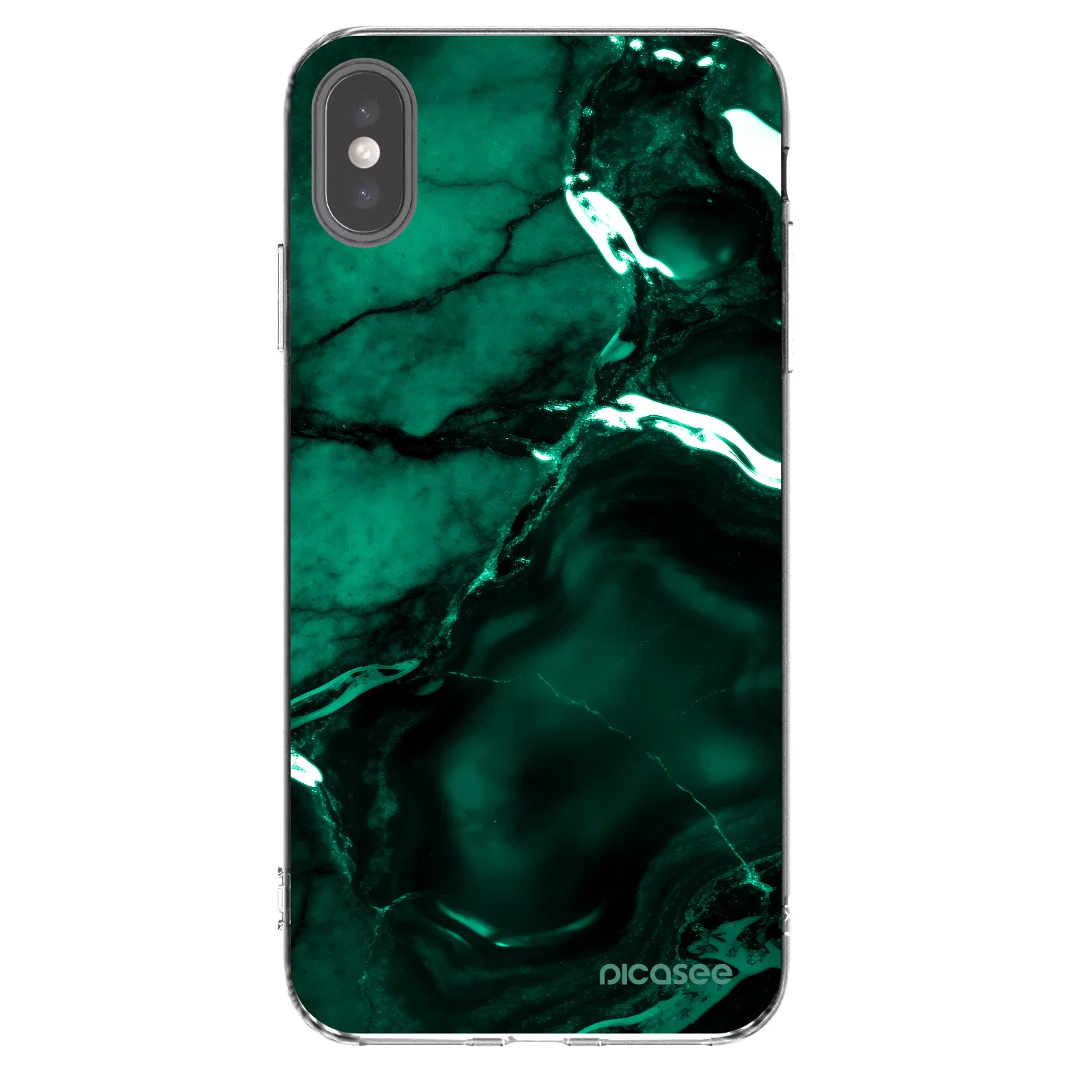 Picasee Apple iPhone XS Max Hülle - Transparentes Silikon - Dark emerald