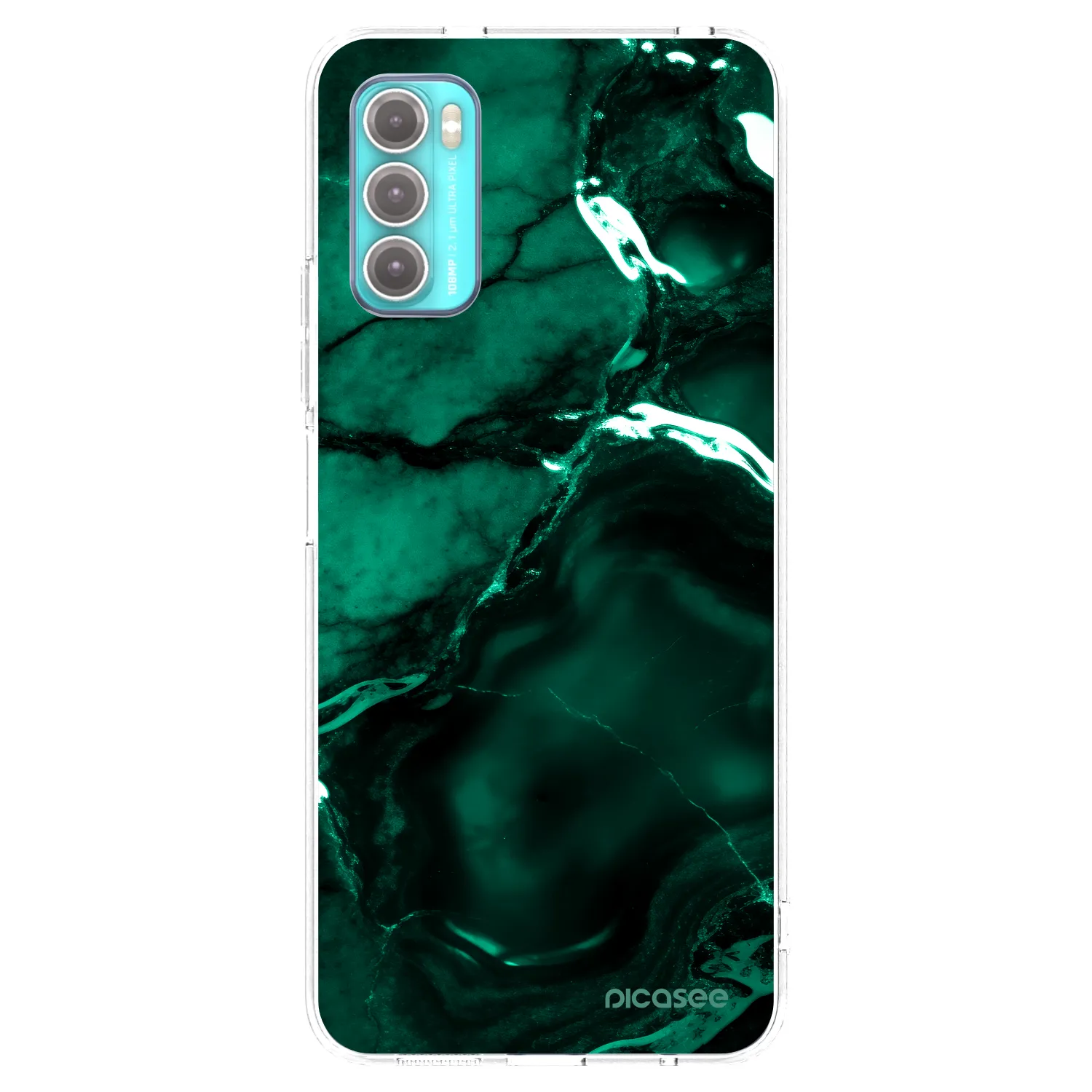 Picasee Motorola Moto G60 Hülle - Transparentes Silikon - Dark emerald
