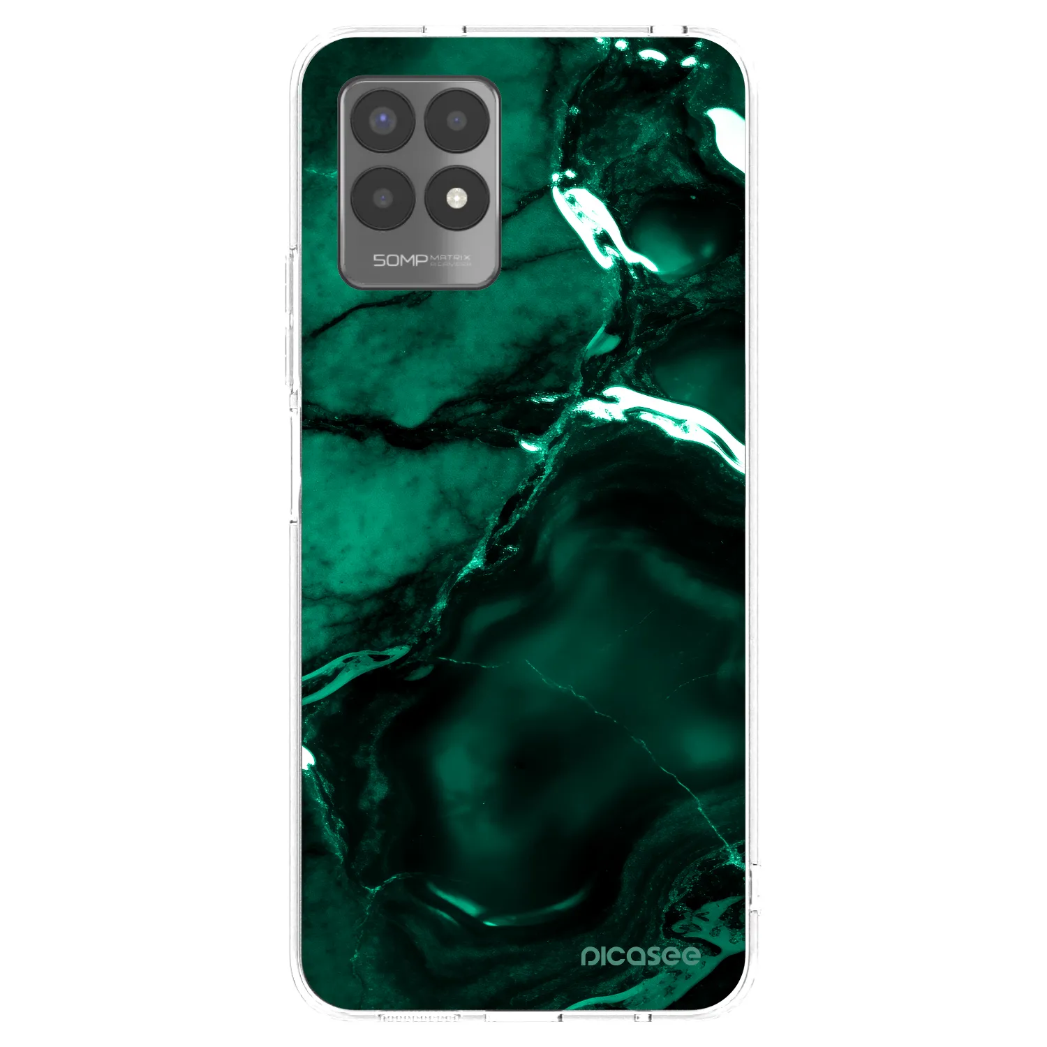 Picasee Realme 8i Hülle - Transparentes Silikon - Dark emerald