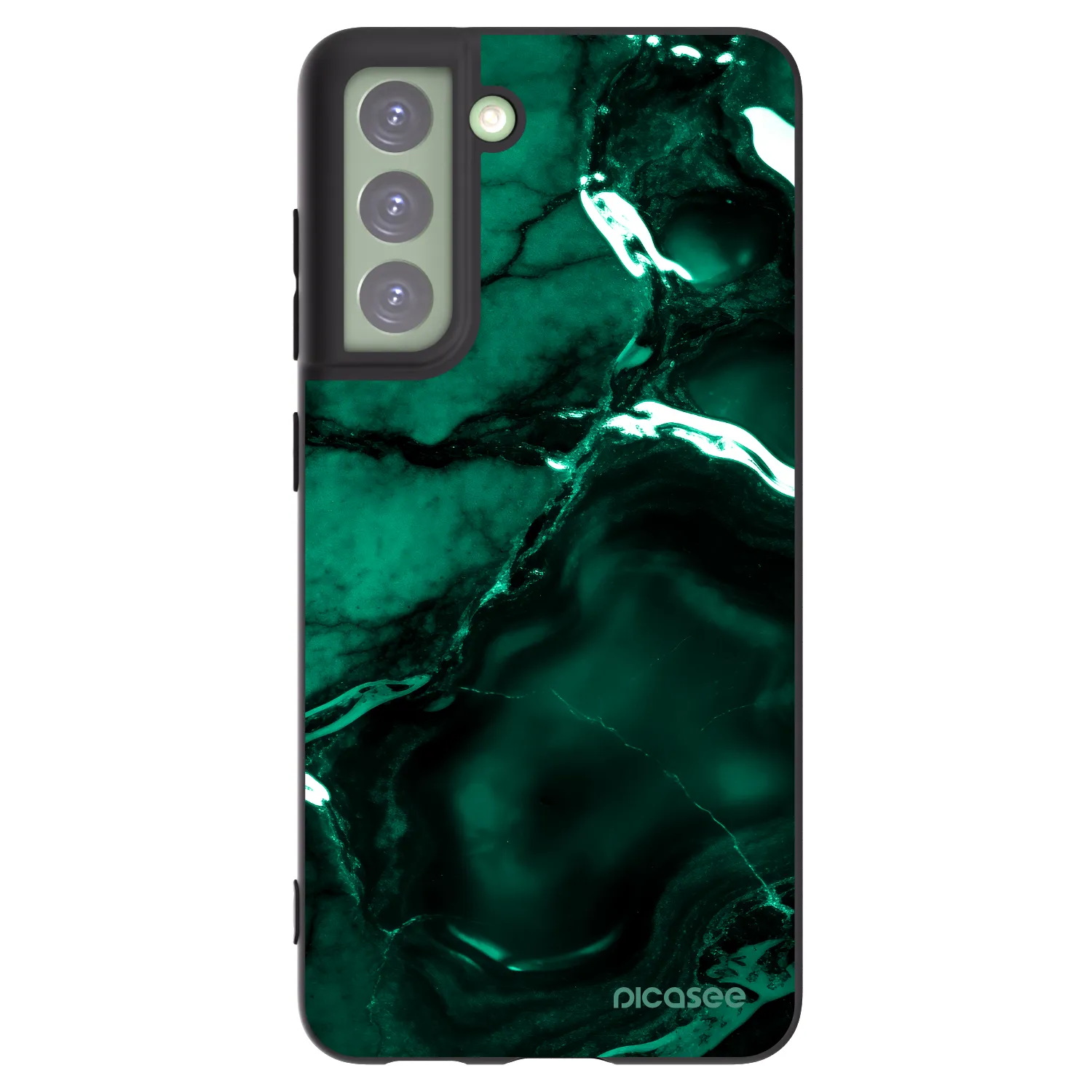 Picasee Samsung Galaxy S21 FE 5G Hülle - Schwarzes Silikon - Dark emerald