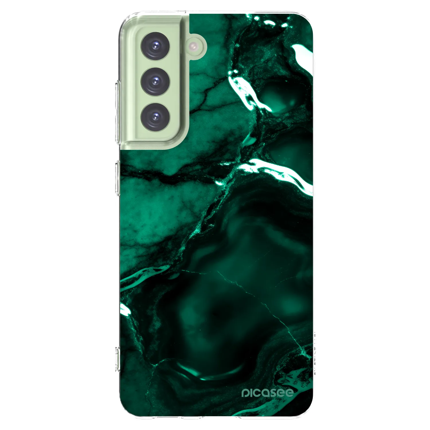 Picasee Samsung Galaxy S21 FE 5G Hülle - Transparentes Silikon - Dark emerald