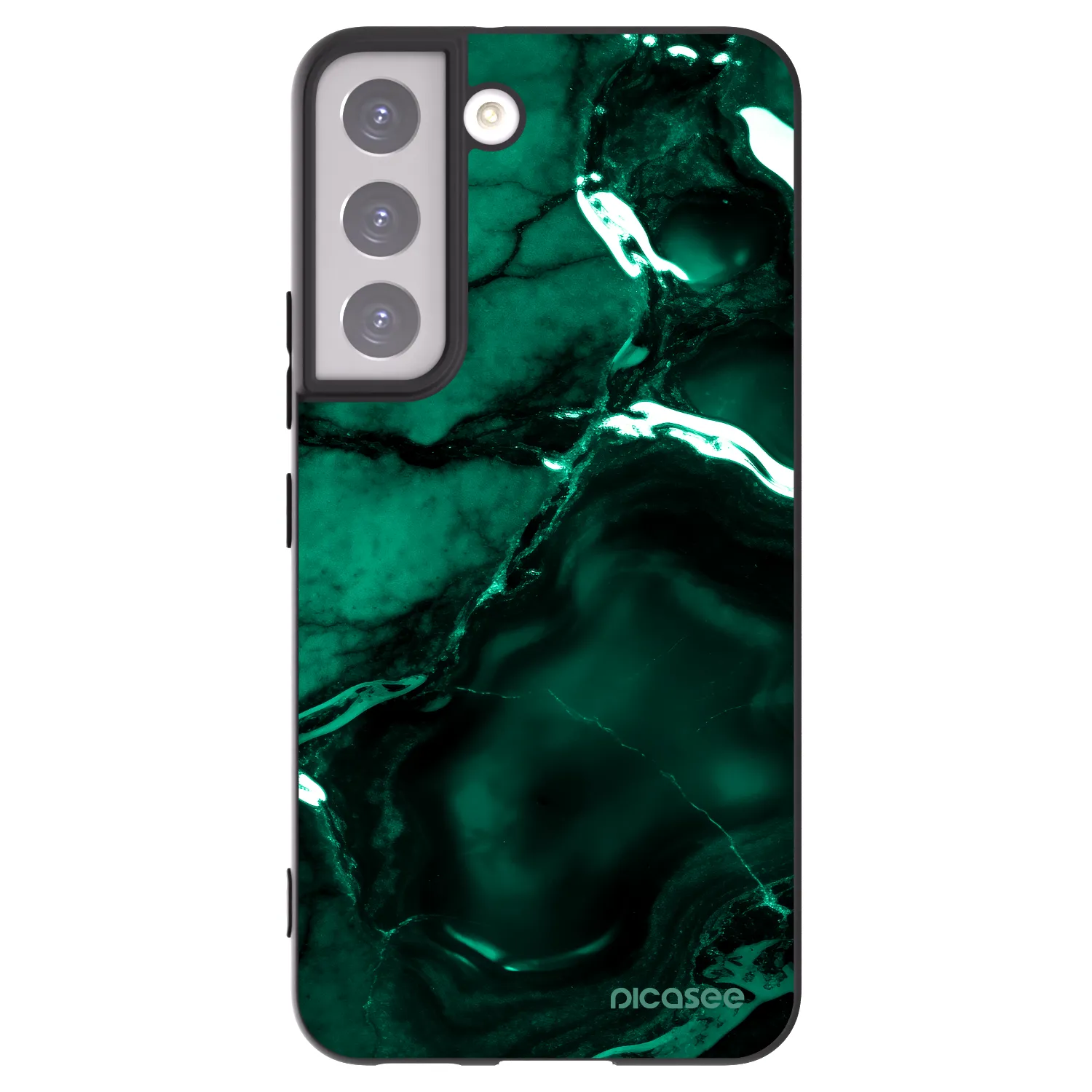 Picasee Samsung Galaxy S22 5G Hülle - Schwarzes Silikon - Dark emerald