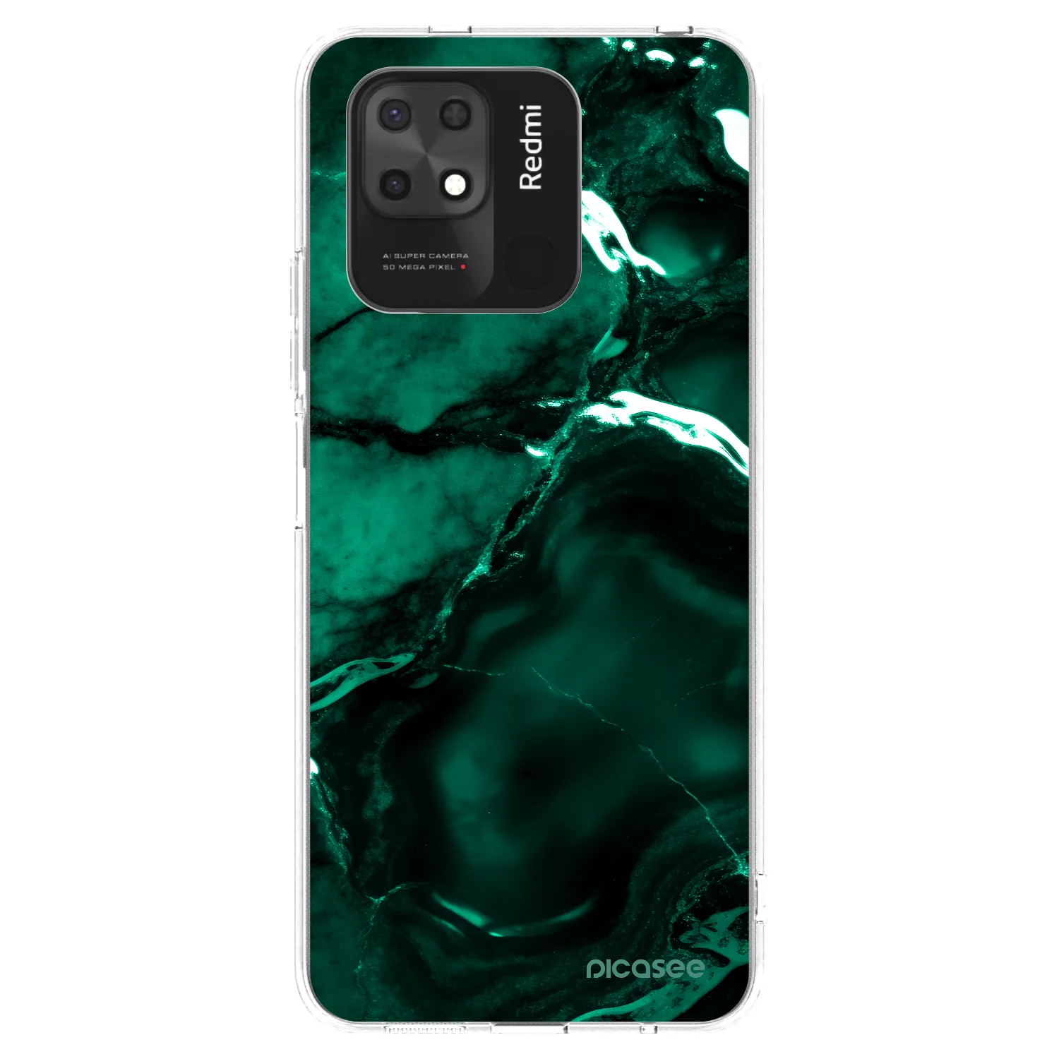 Picasee Xiaomi Redmi 10C Hülle - Transparentes Silikon - Dark emerald