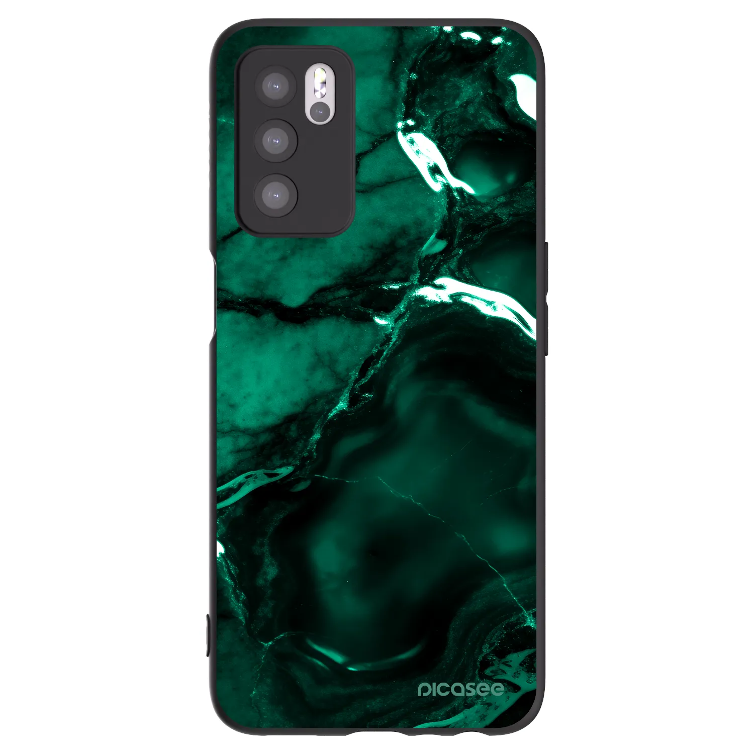 Picasee OPPO A16 Hülle - Schwarzes Silikon - Dark emerald