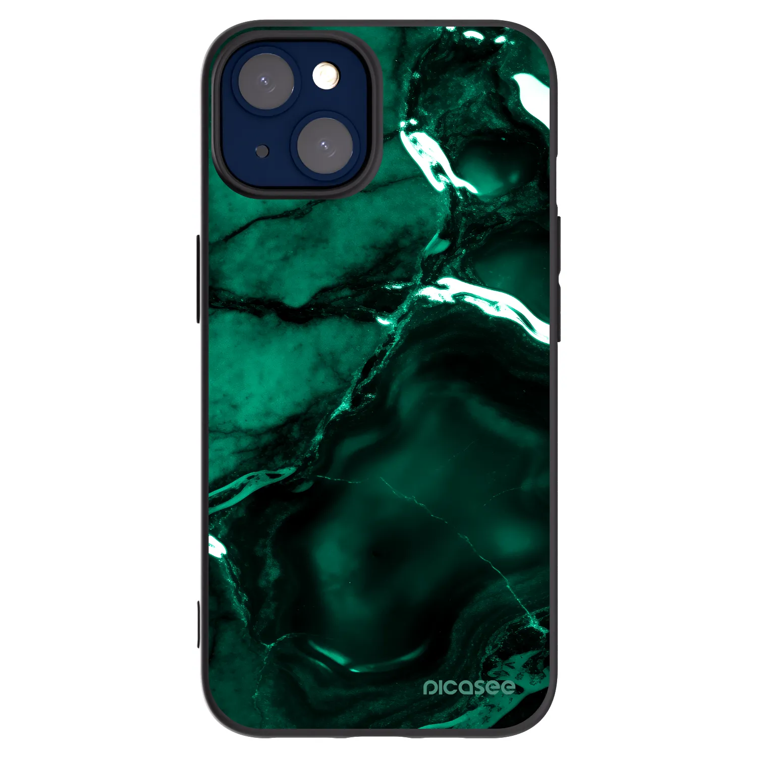 Picasee Apple iPhone 14 Hülle - Schwarzes Silikon - Dark emerald