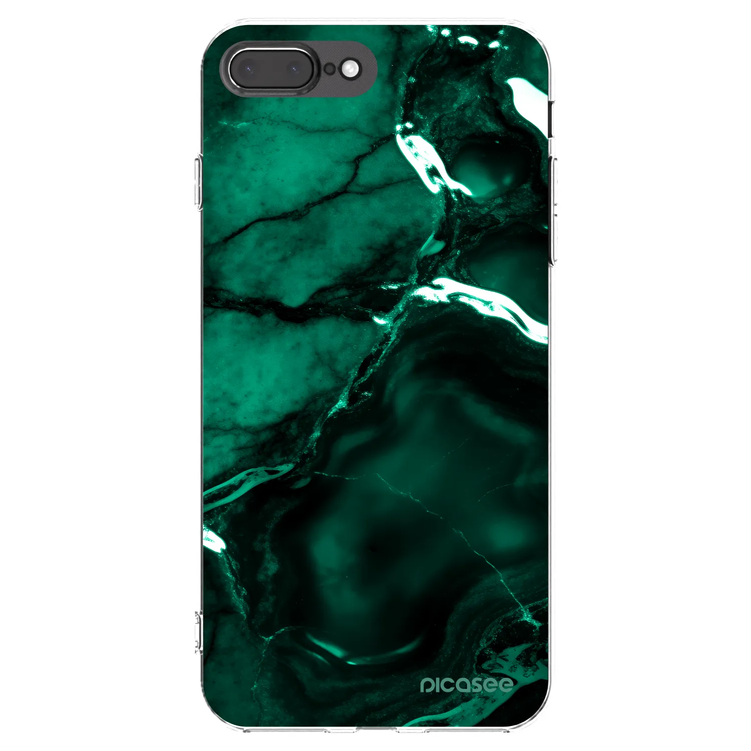 Picasee Apple iPhone 8 Plus Hülle - Transparentes Silikon - Dark emerald