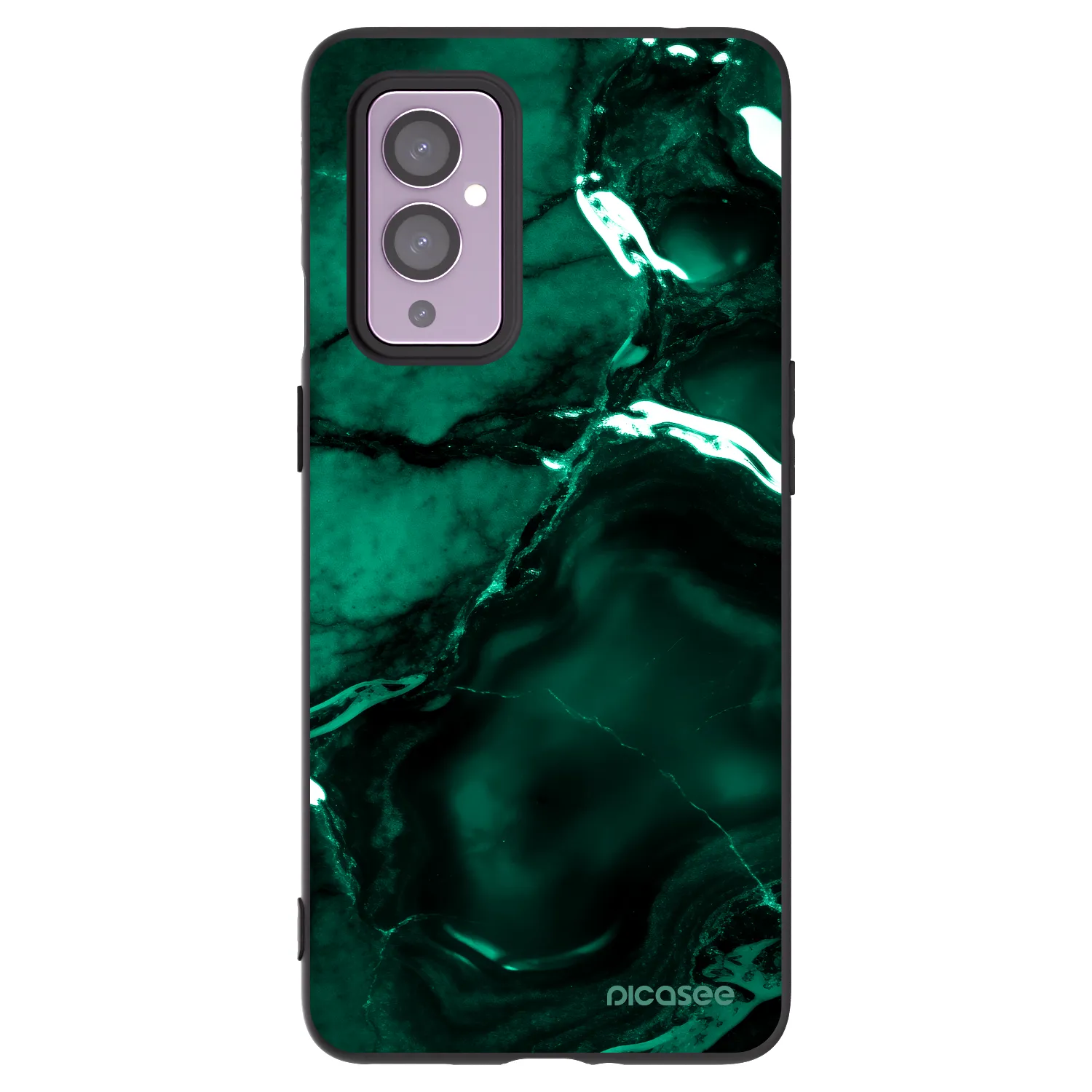 Picasee OnePlus 9 Hülle - Schwarzes Silikon - Dark emerald