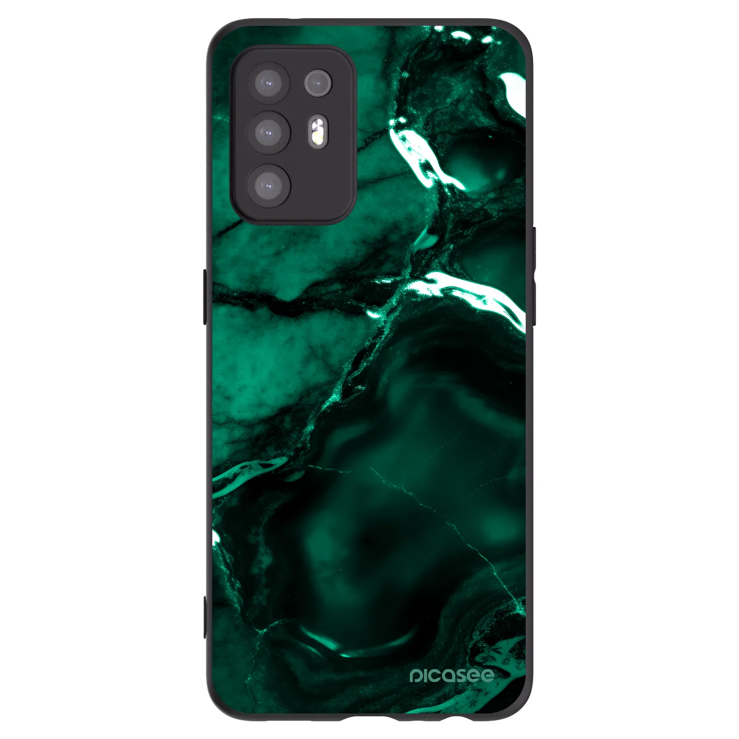 Picasee OPPO A94 5G Hülle - Schwarzes Silikon - Dark emerald