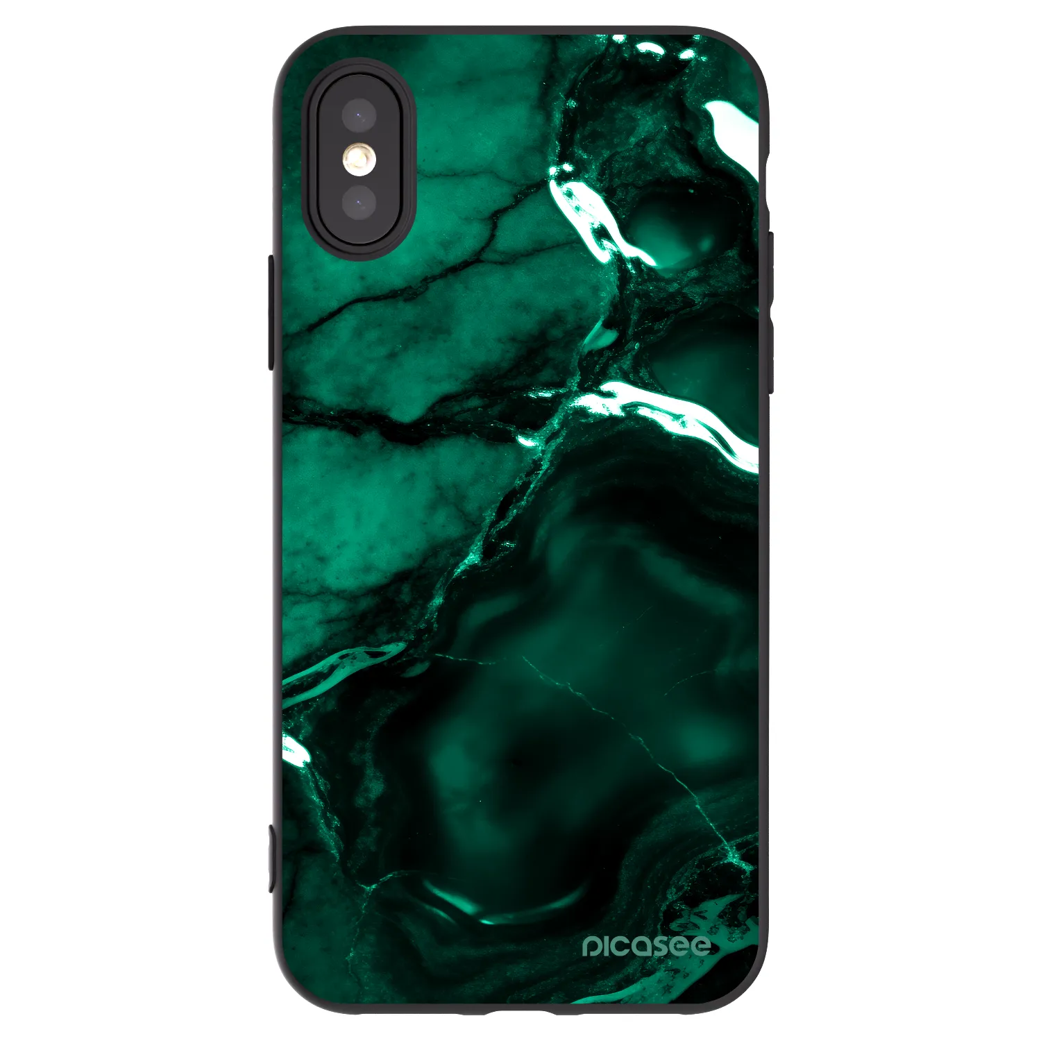 Picasee Apple iPhone X/XS Hülle - Schwarzes Silikon - Dark emerald