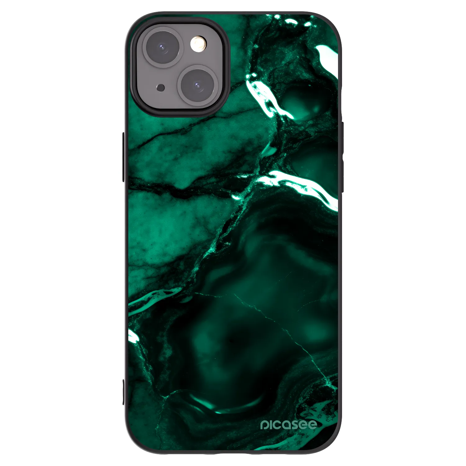 Picasee Apple iPhone 15 Plus Hülle - Schwarzes Silikon - Dark emerald