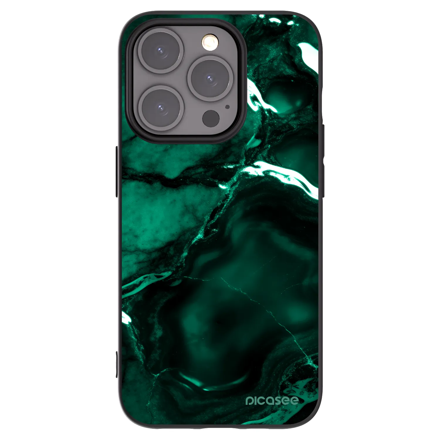Picasee Apple iPhone 15 Pro Hülle - Schwarzes Silikon - Dark emerald