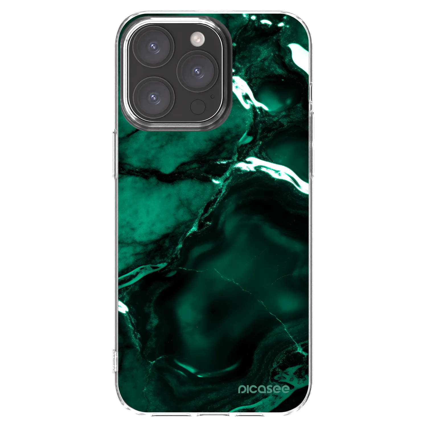 Picasee Apple iPhone 15 Pro Max Hülle - Transparentes Silikon - Dark emerald
