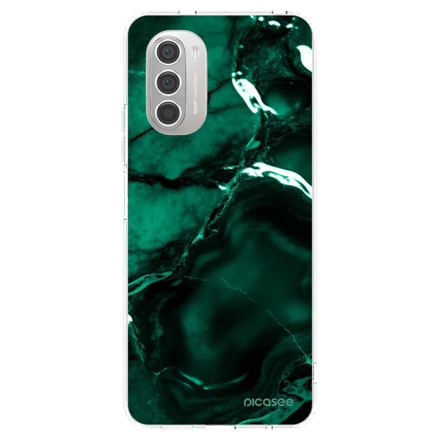Picasee Motorola Moto G51 Hülle - Transparentes Silikon - Dark emerald