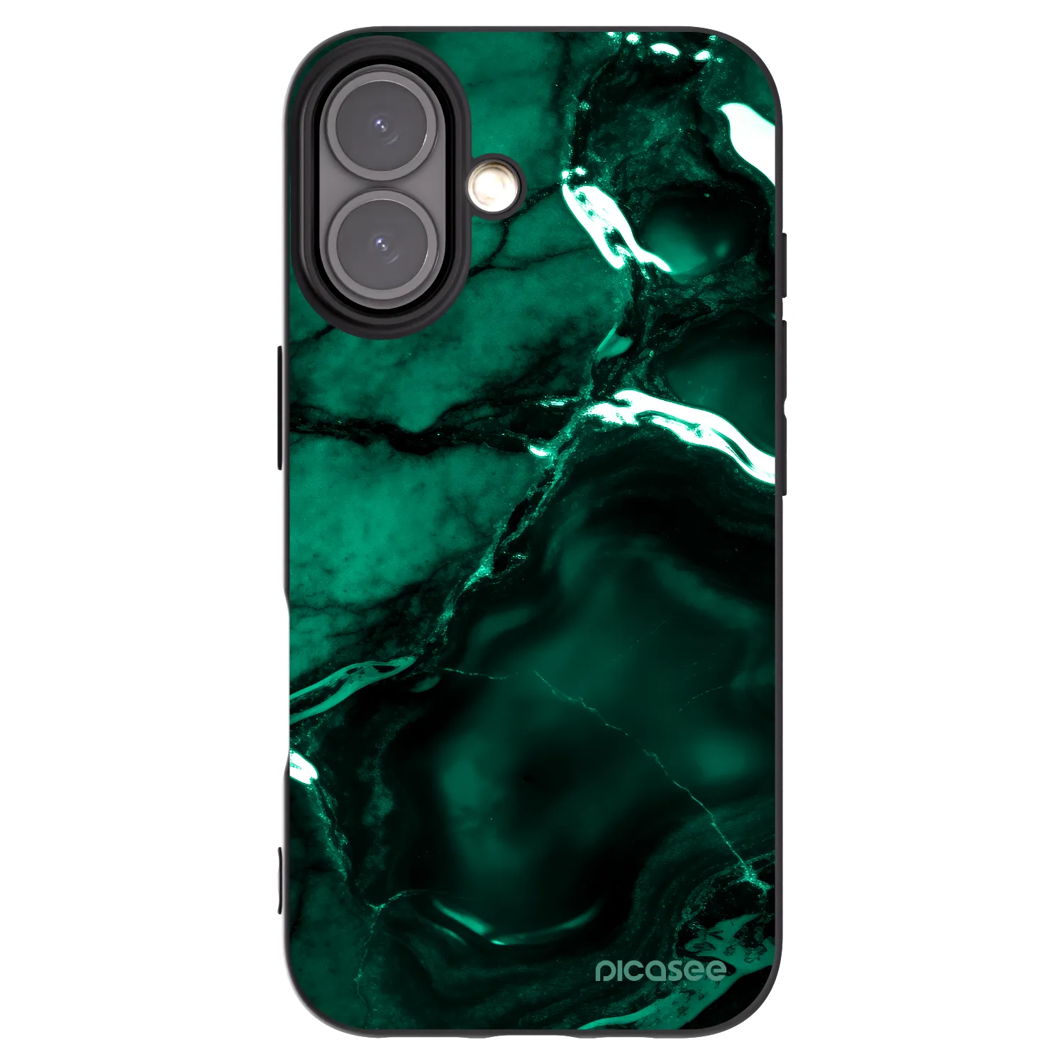 Picasee Apple iPhone 16 Hülle - Schwarzes Silikon - Dark emerald