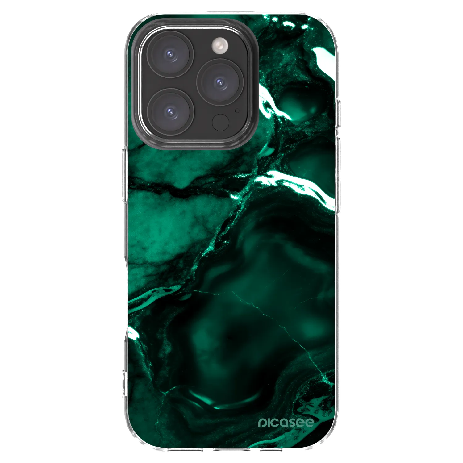 Picasee Apple iPhone 16 Pro Hülle - Transparentes Silikon - Dark emerald