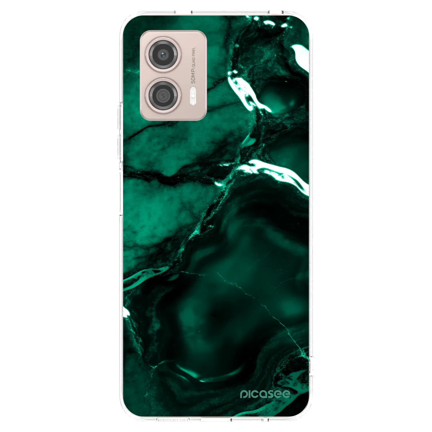 Picasee Motorola Moto G53 5G Hülle - Transparentes Silikon - Dark emerald
