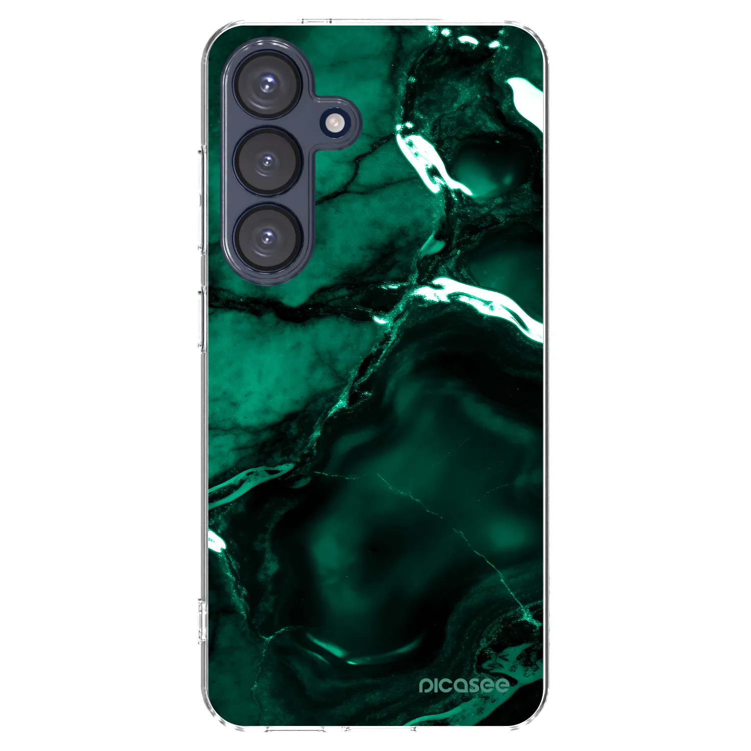 Picasee Samsung Galaxy S25 5G Hülle - Transparentes Silikon - Dark emerald
