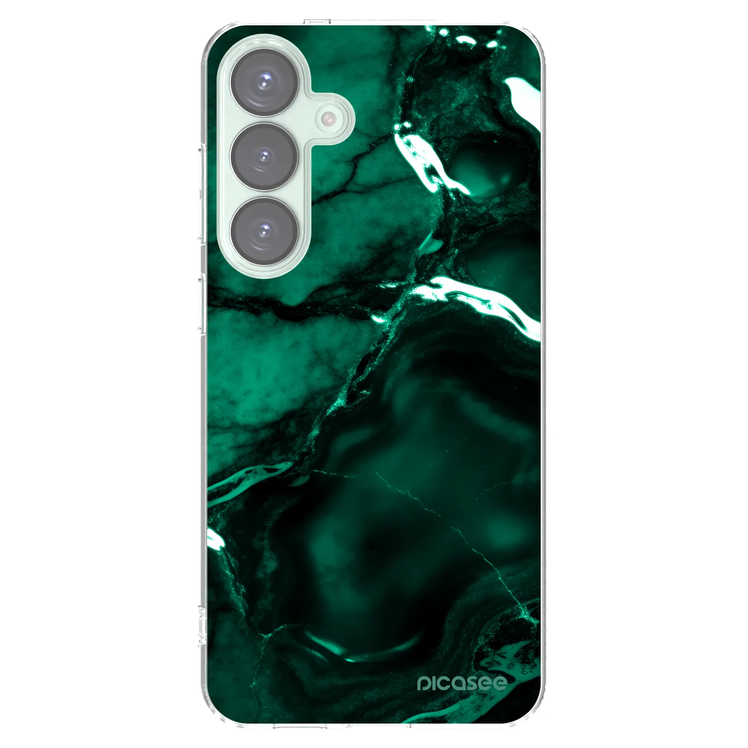 Picasee Samsung Galaxy S25+ 5G Hülle - Transparentes Silikon - Dark emerald