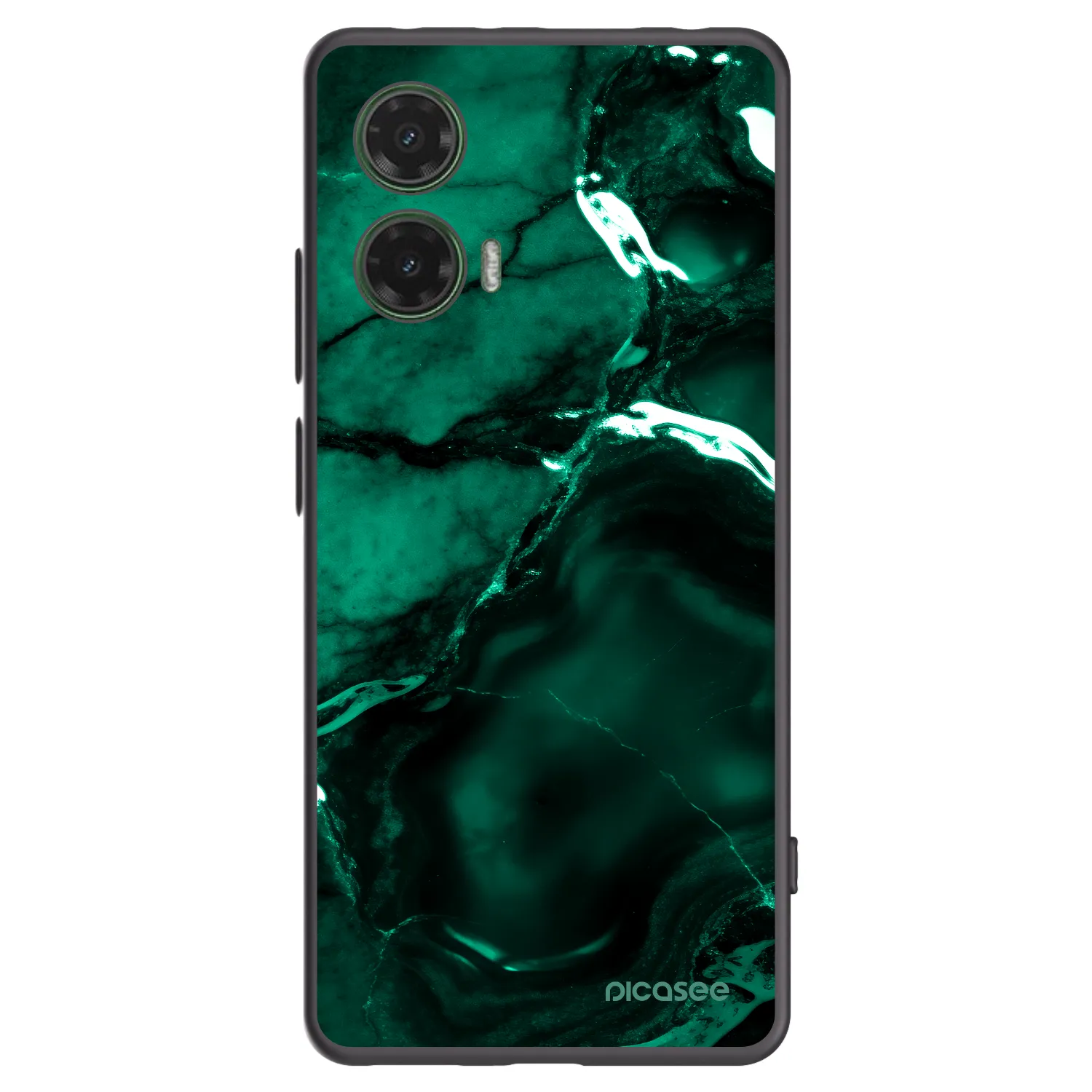 Picasee Motorola Moto G35 5G Hülle - Schwarzes Silikon - Dark emerald