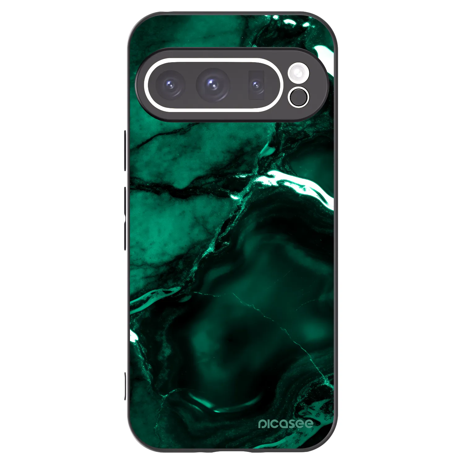 Picasee Google Pixel 9 Pro Hülle - Schwarzes Silikon - Dark emerald