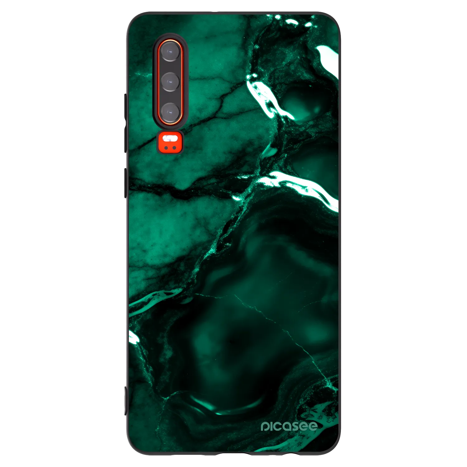 Picasee Huawei P30 Hülle - Schwarzes Silikon - Dark emerald