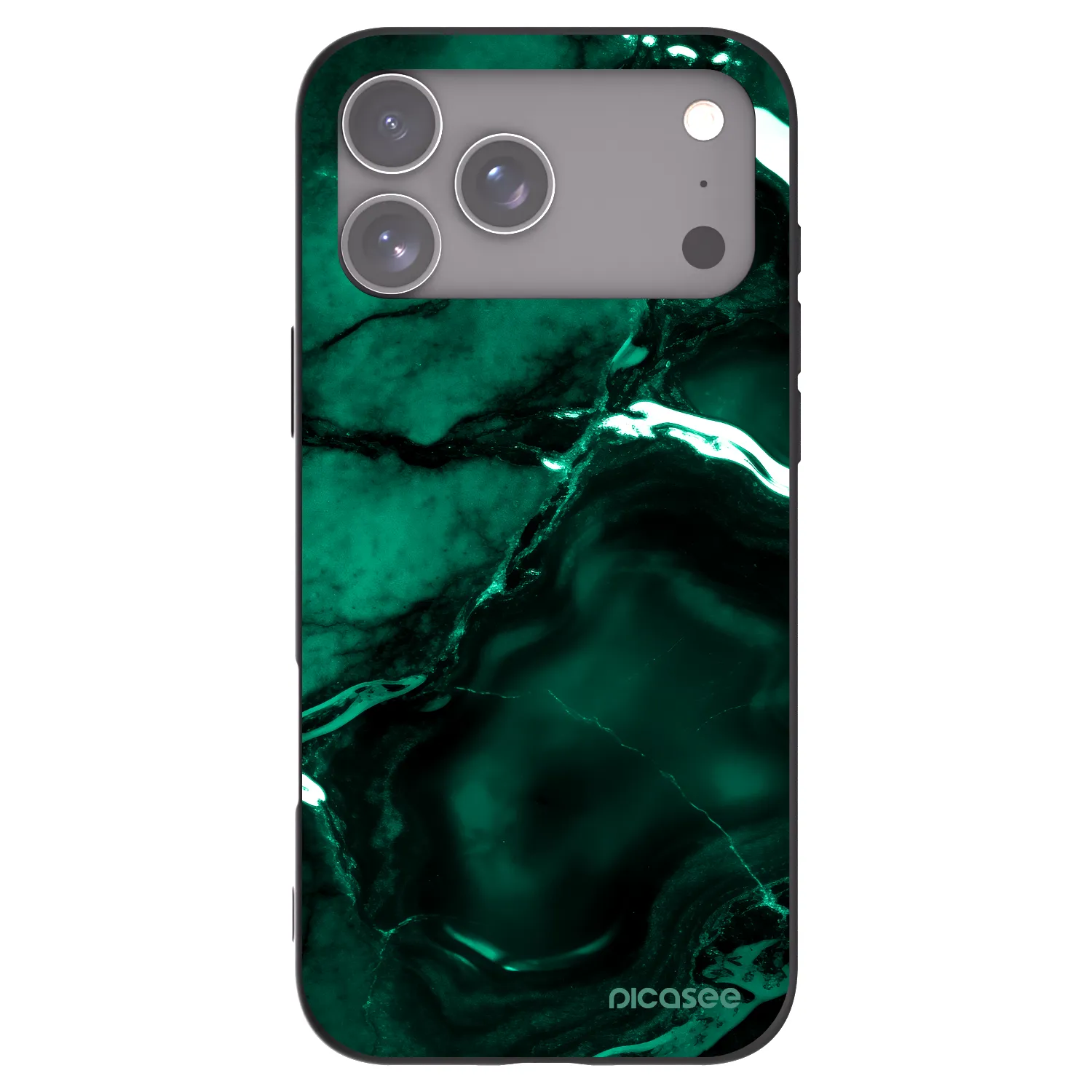 Picasee Apple iPhone 17 Pro Max Hülle - Schwarzes Silikon - Dark emerald