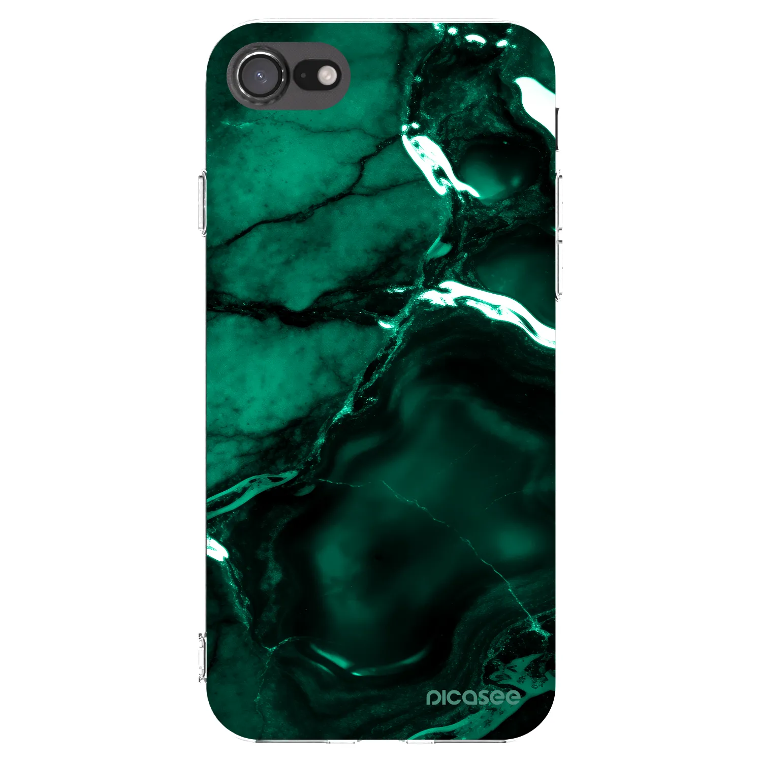 Picasee Apple iPhone SE 2020 Hülle - Transparentes Silikon - Dark emerald