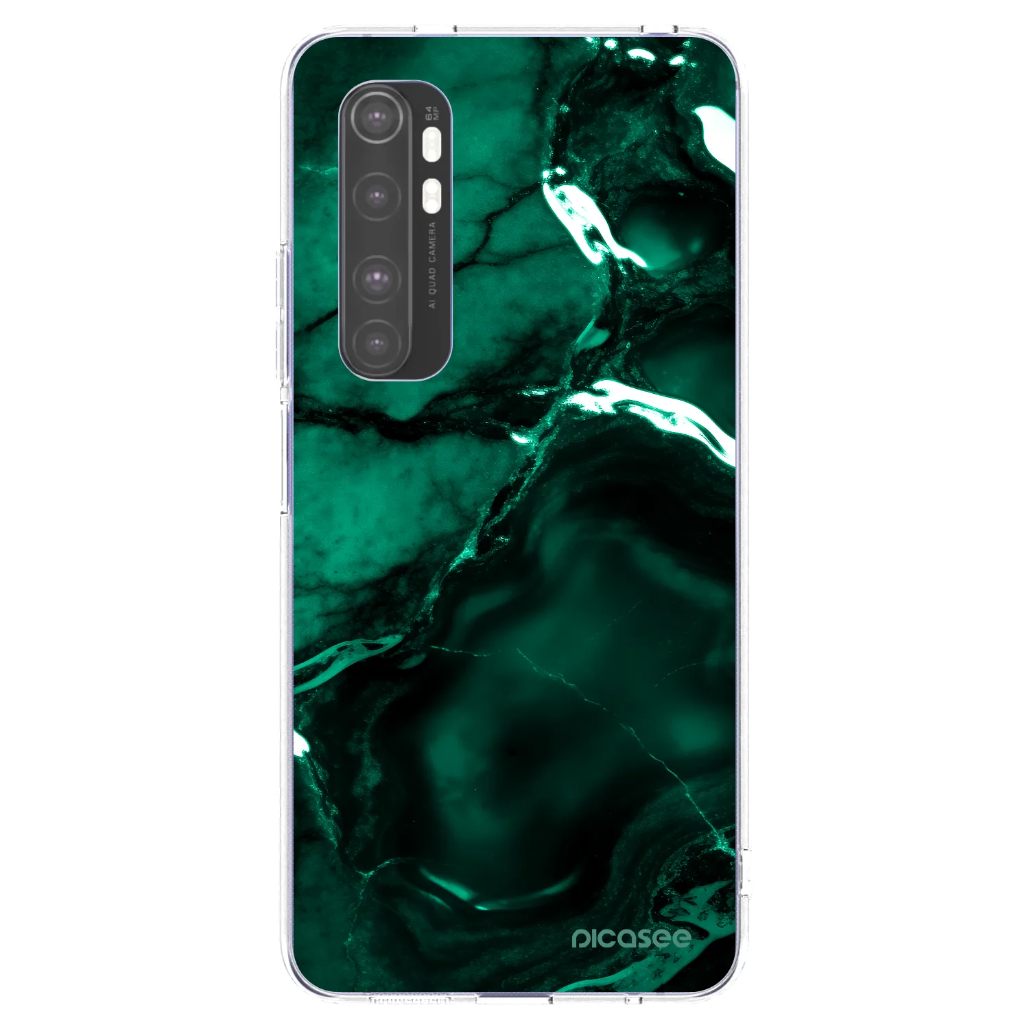 Picasee Xiaomi Mi Note 10 Lite Hülle - Transparentes Silikon - Dark emerald