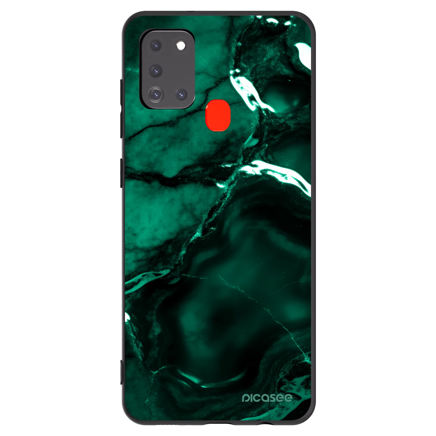 Picasee Samsung Galaxy A21s Hülle - Schwarzes Silikon - Dark emerald