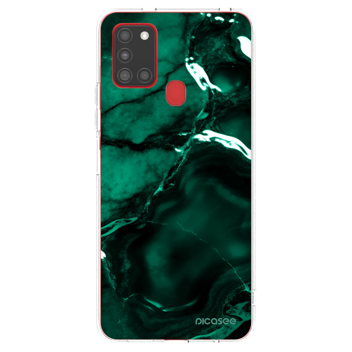 Picasee Samsung Galaxy A21s Hülle - Transparentes Silikon - Dark emerald