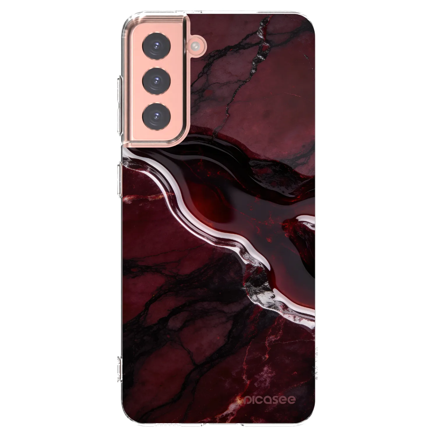 Picasee Samsung Galaxy S21 5G G991B Hülle - Transparentes Silikon - Cherry stone