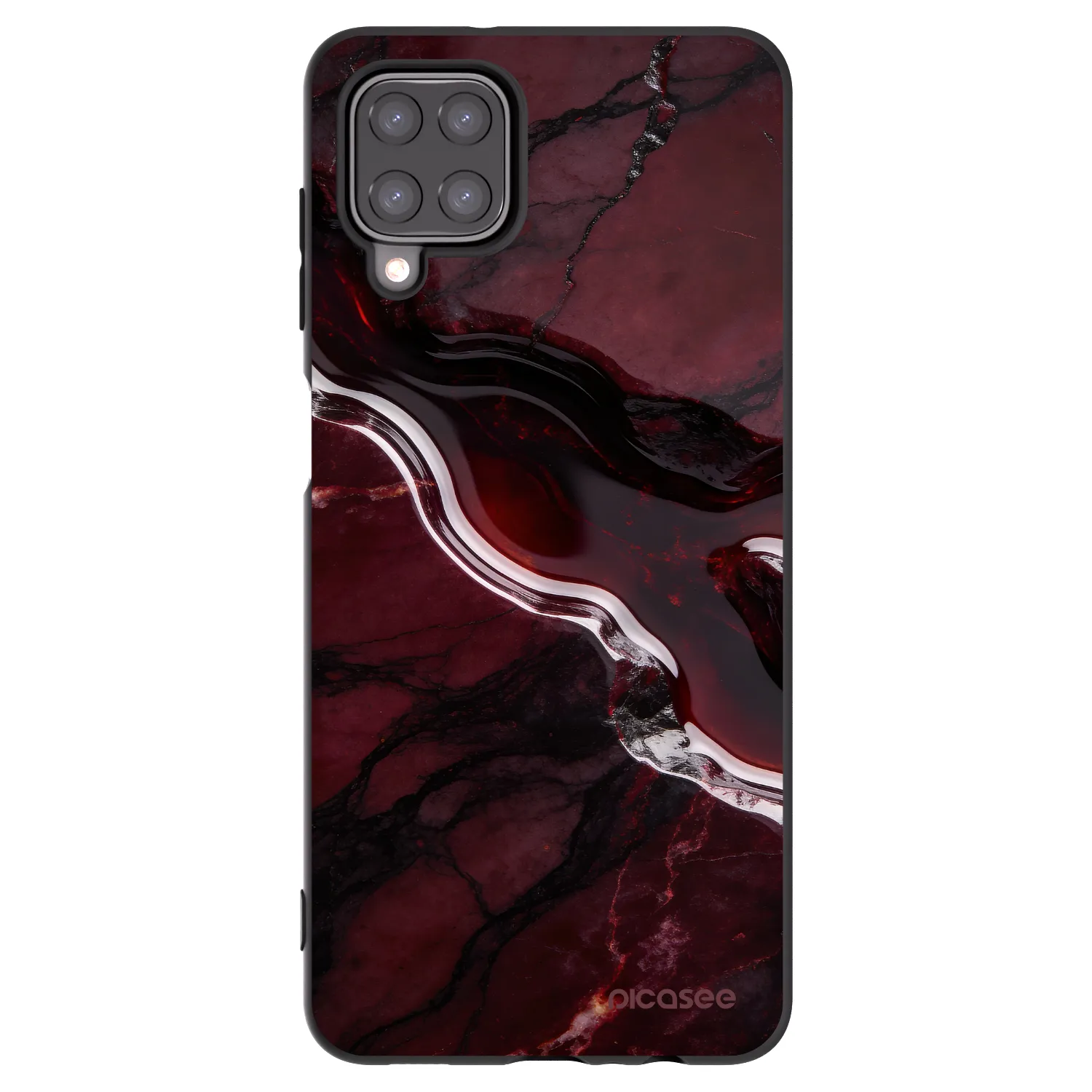 Picasee Samsung Galaxy A12 A125F Hülle - Schwarzes Silikon - Cherry stone