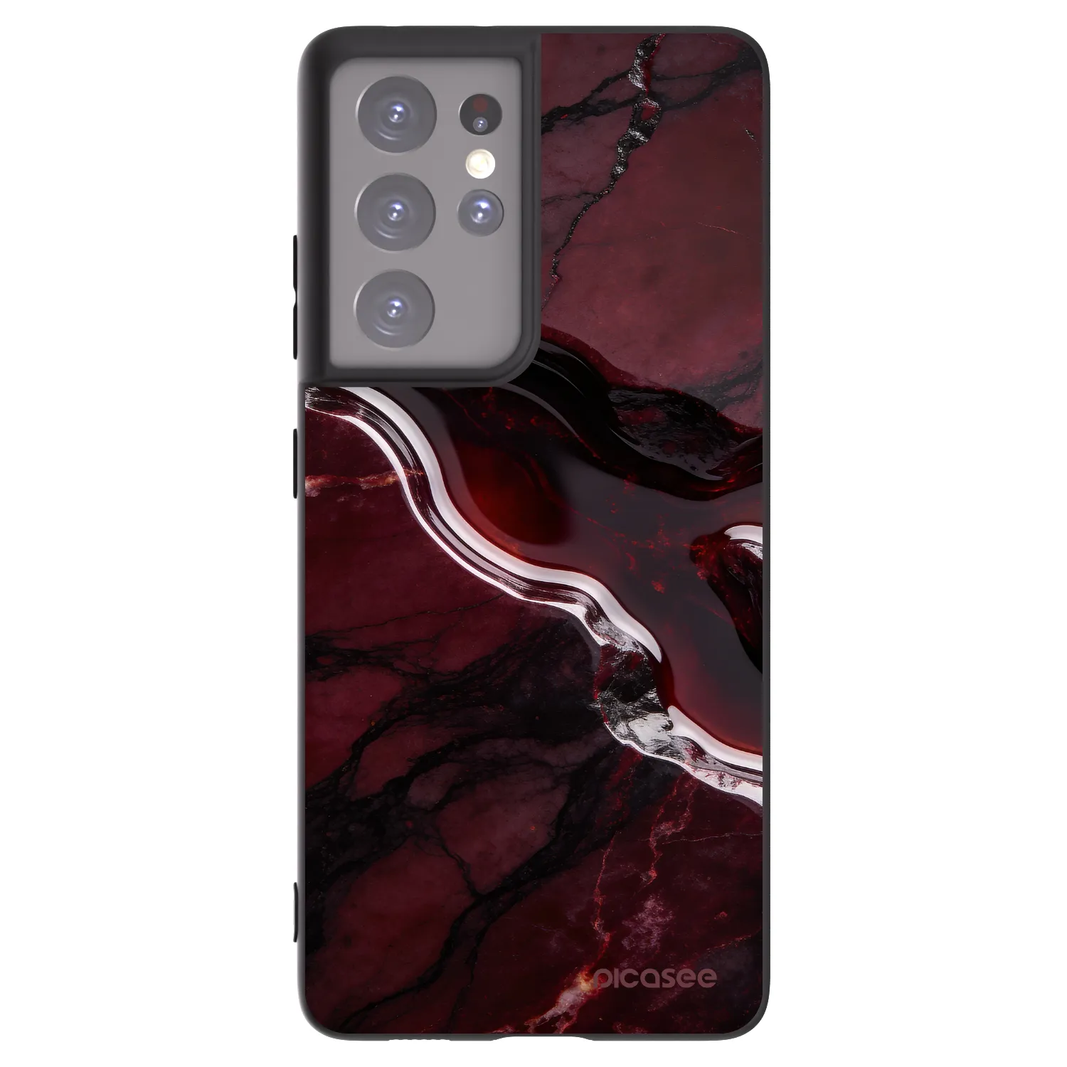 Picasee Samsung Galaxy S21 Ultra 5G G998B Hülle - Schwarzes Silikon - Cherry stone