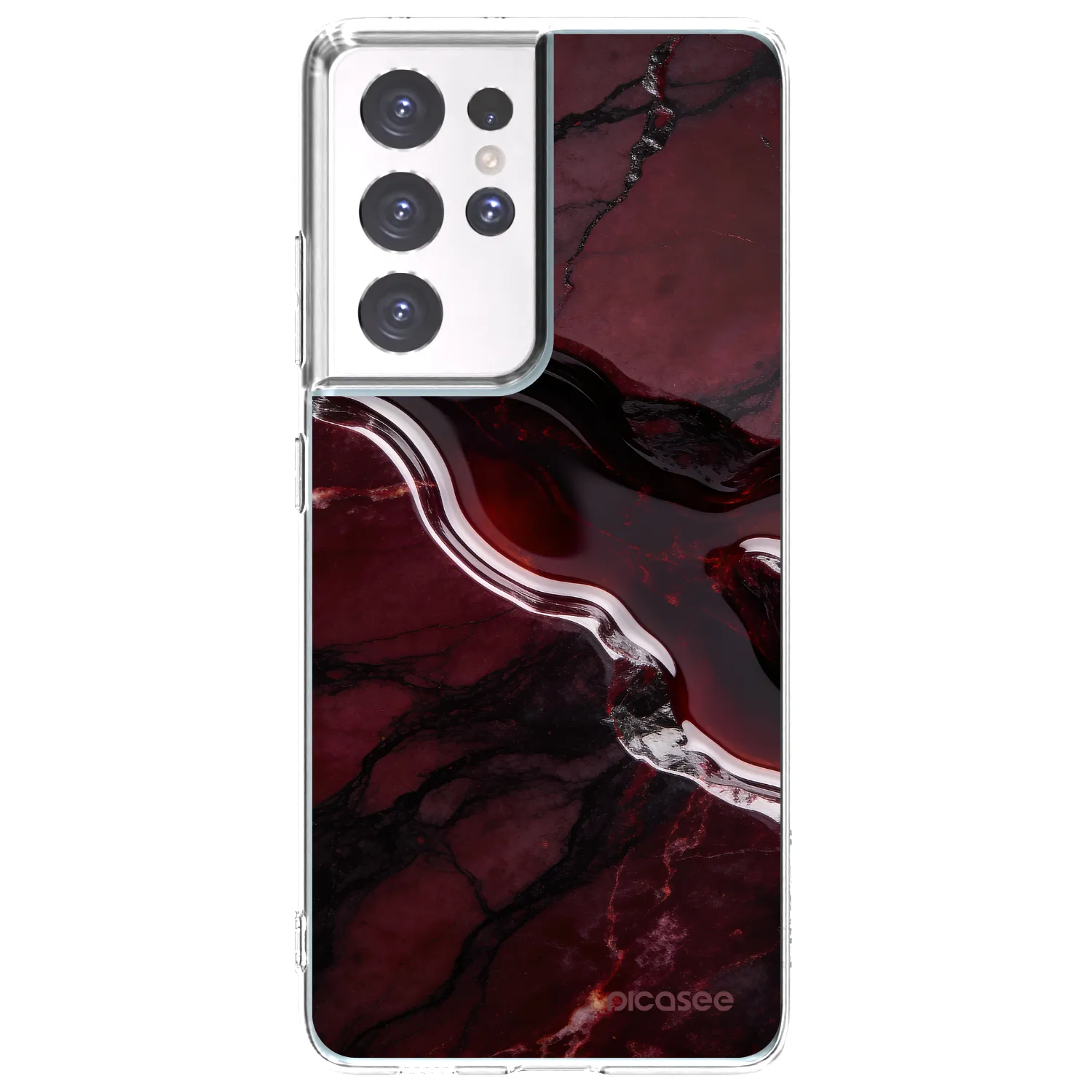 Picasee Samsung Galaxy S21 Ultra 5G G998B Hülle - Transparentes Silikon - Cherry stone