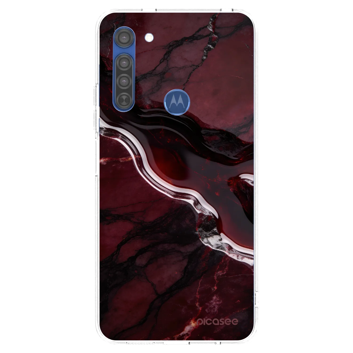 Picasee Motorola Moto G8 Hülle - Transparentes Silikon - Cherry stone
