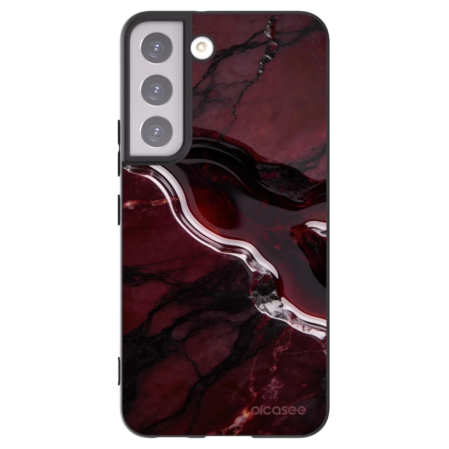 Picasee Samsung Galaxy S22 5G Hülle - Schwarzes Silikon - Cherry stone
